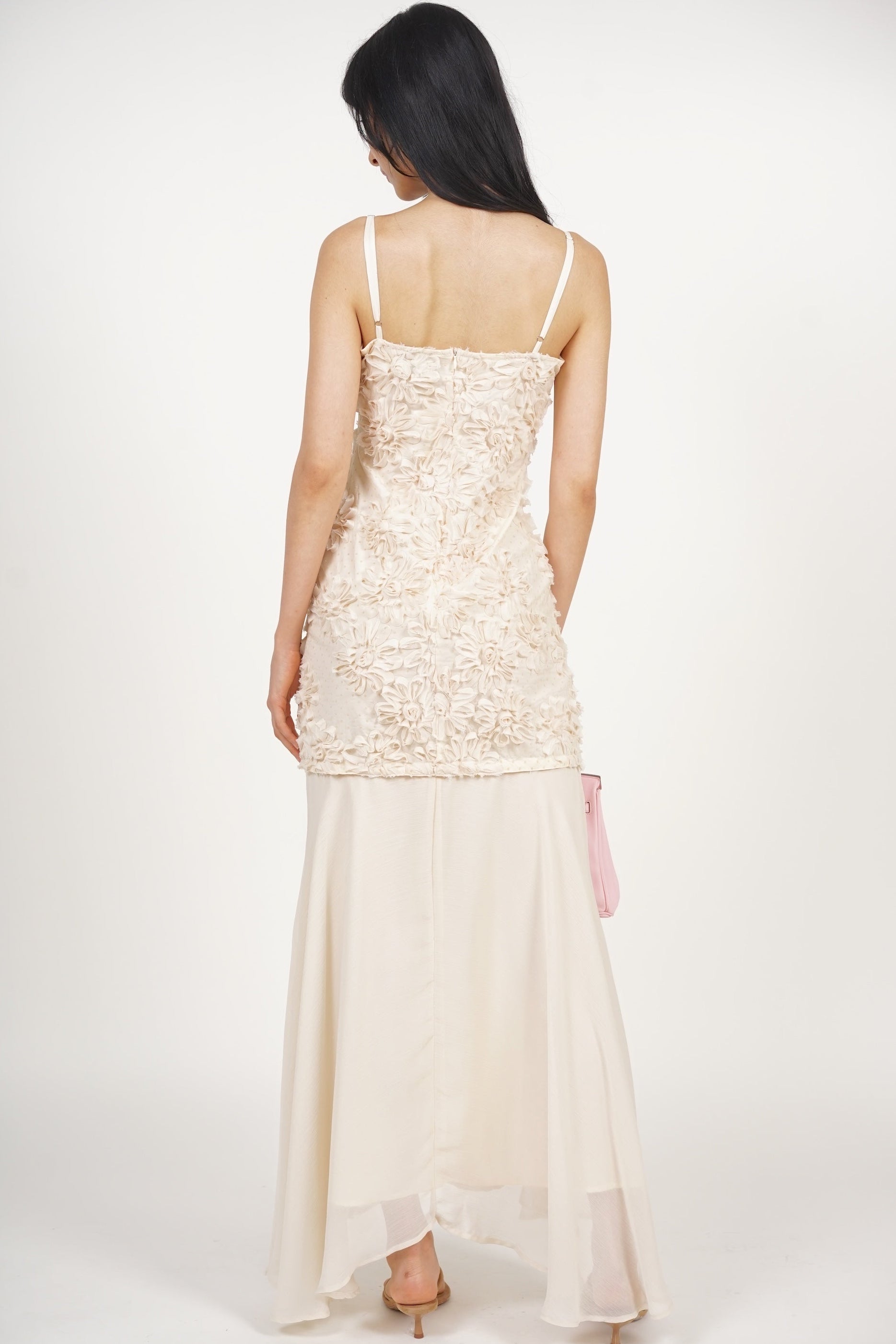 Sweetheart 3D Floral Dress in Apricot