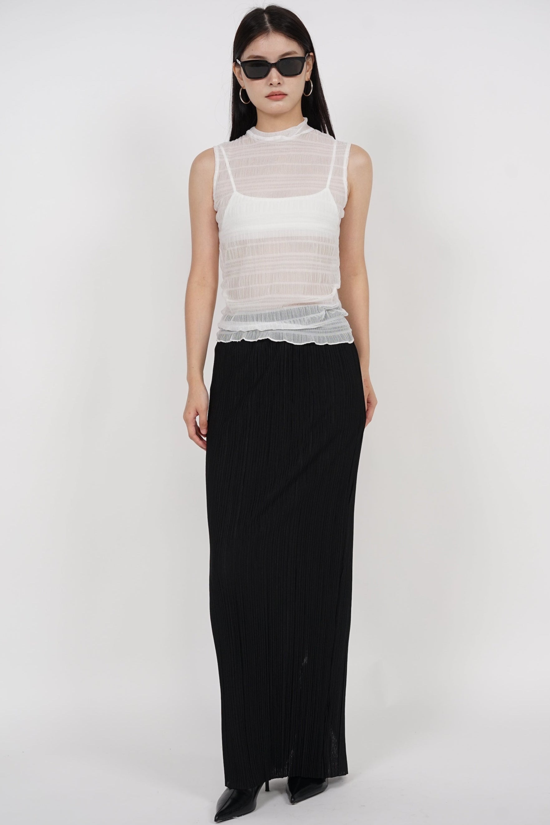 Textured Sheer Top in White