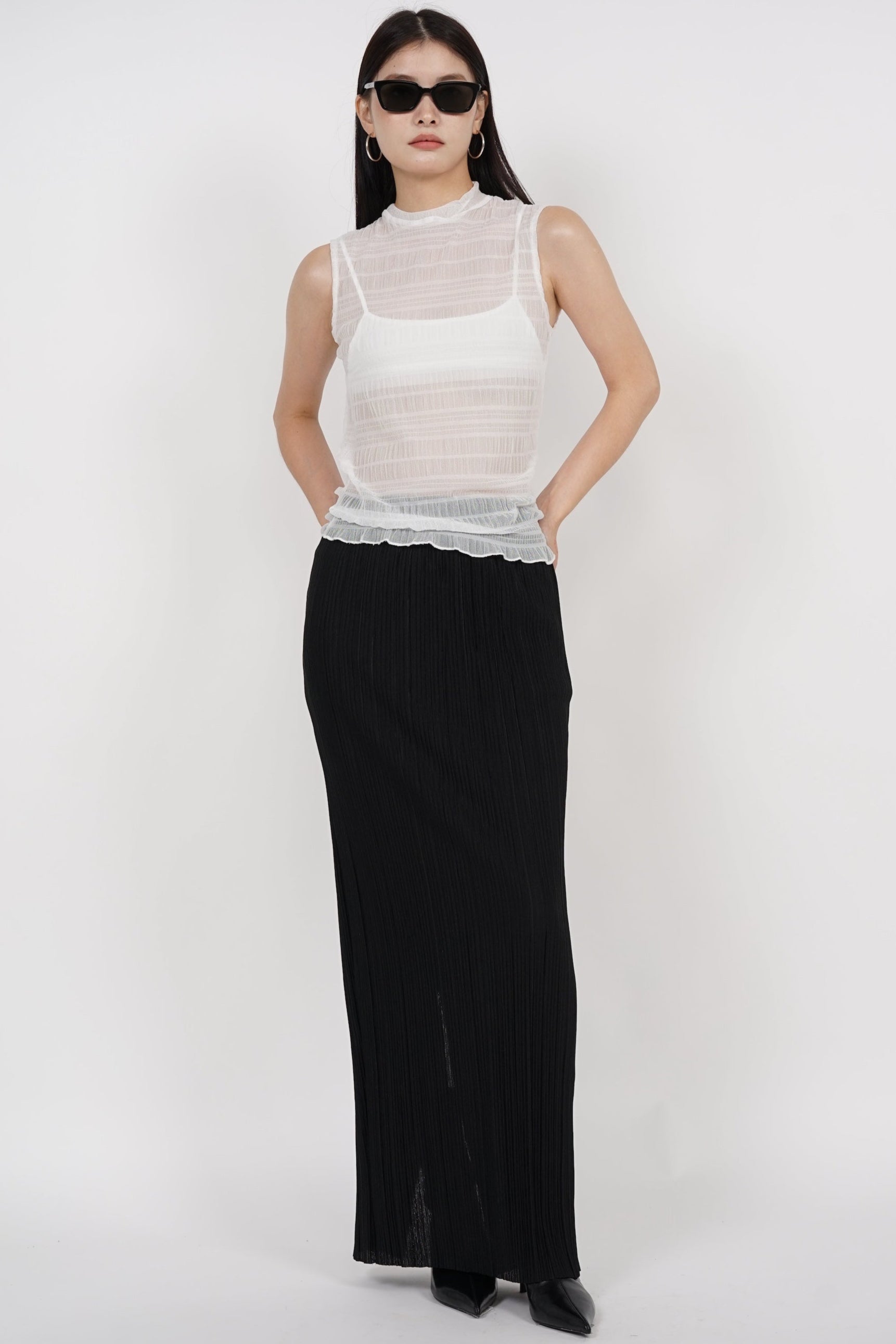Textured Sheer Top in White