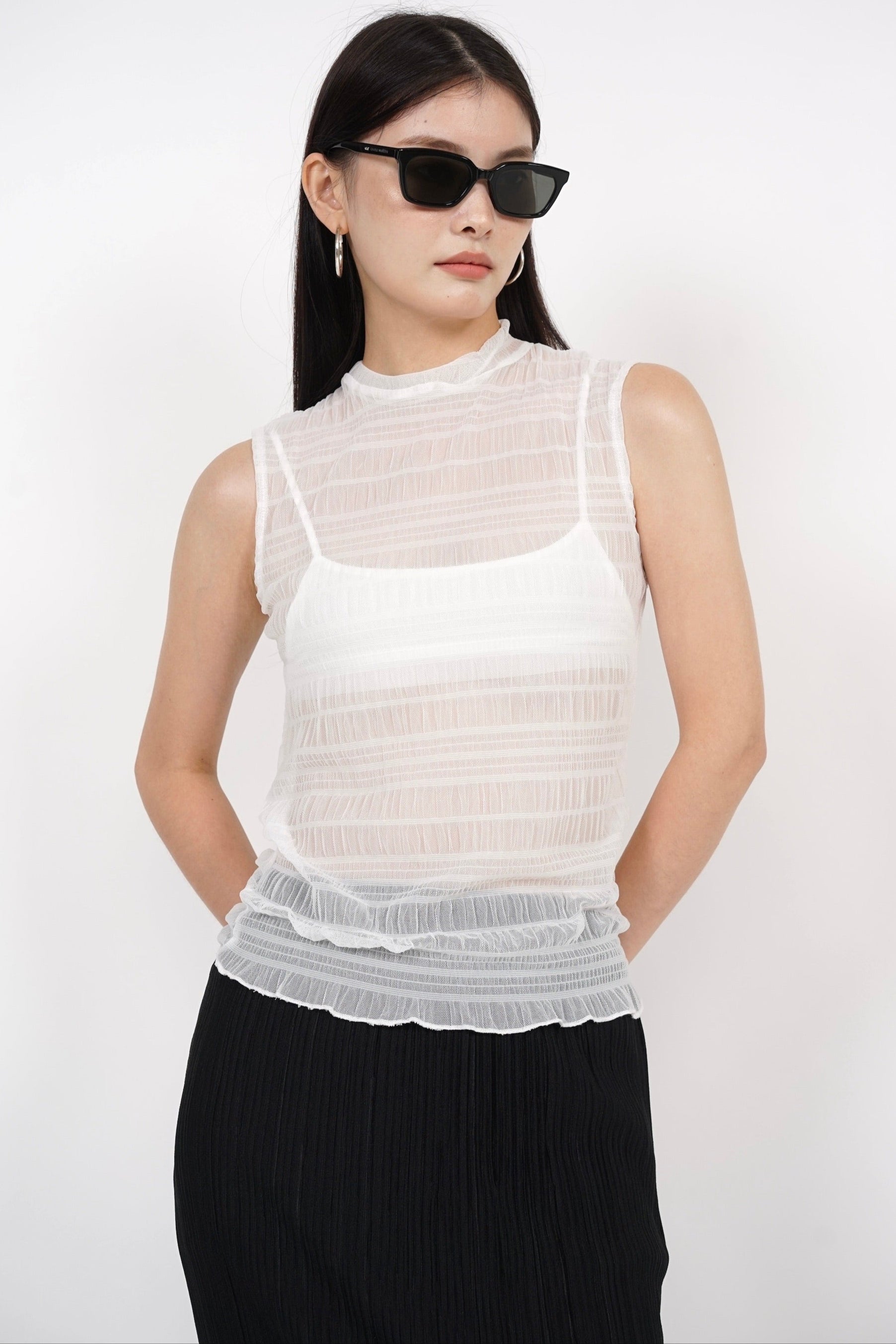 Textured Sheer Top in White