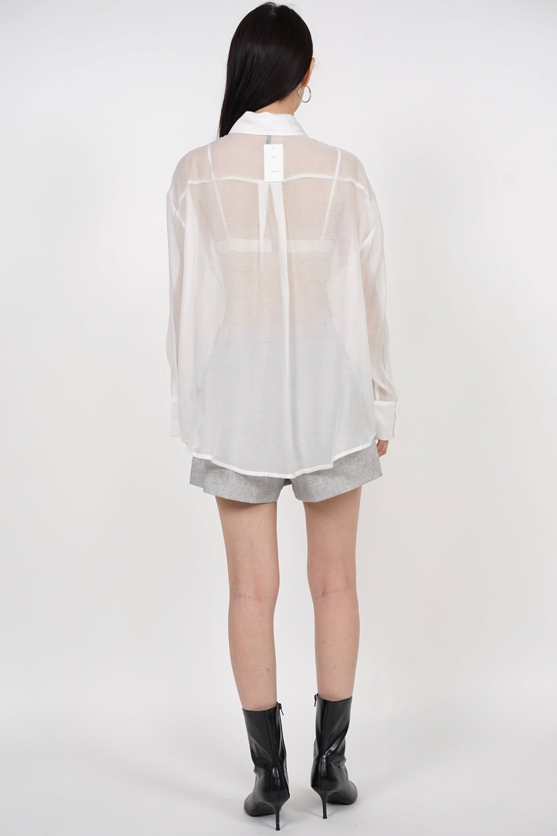 Sheer Blouse Long Sleeve Top in Cream