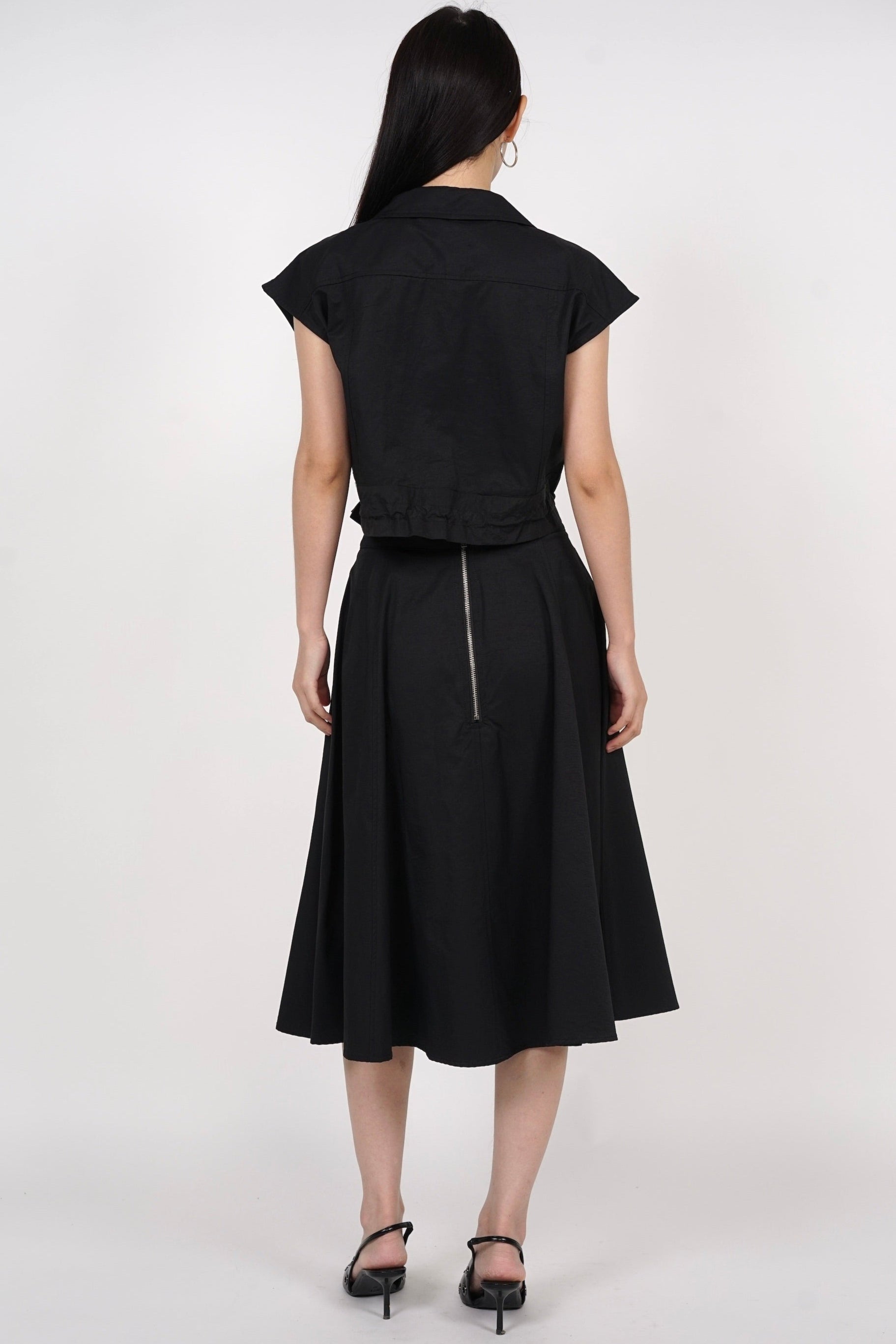Midi Flare Skirt in Black