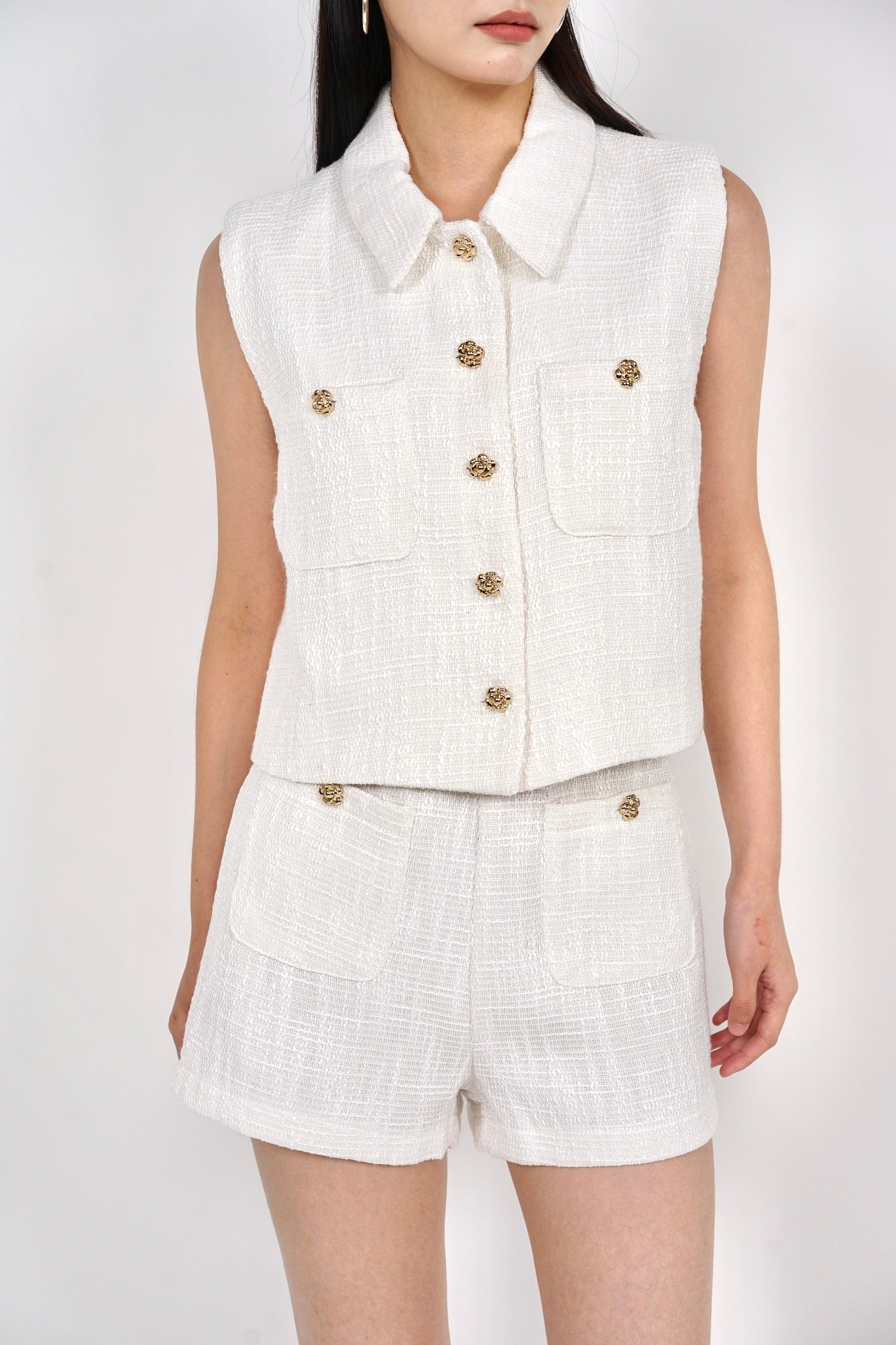Tweed Shorts in White