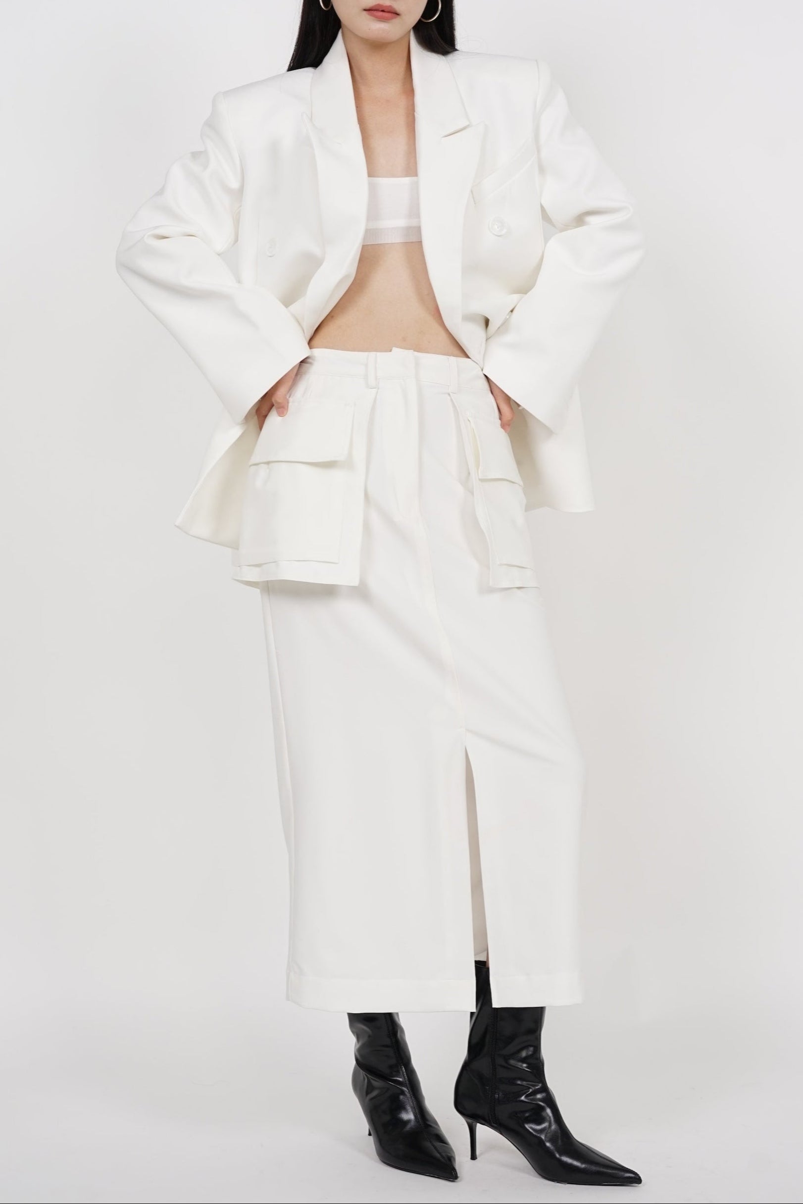 Cargo Pocket Skirt in White