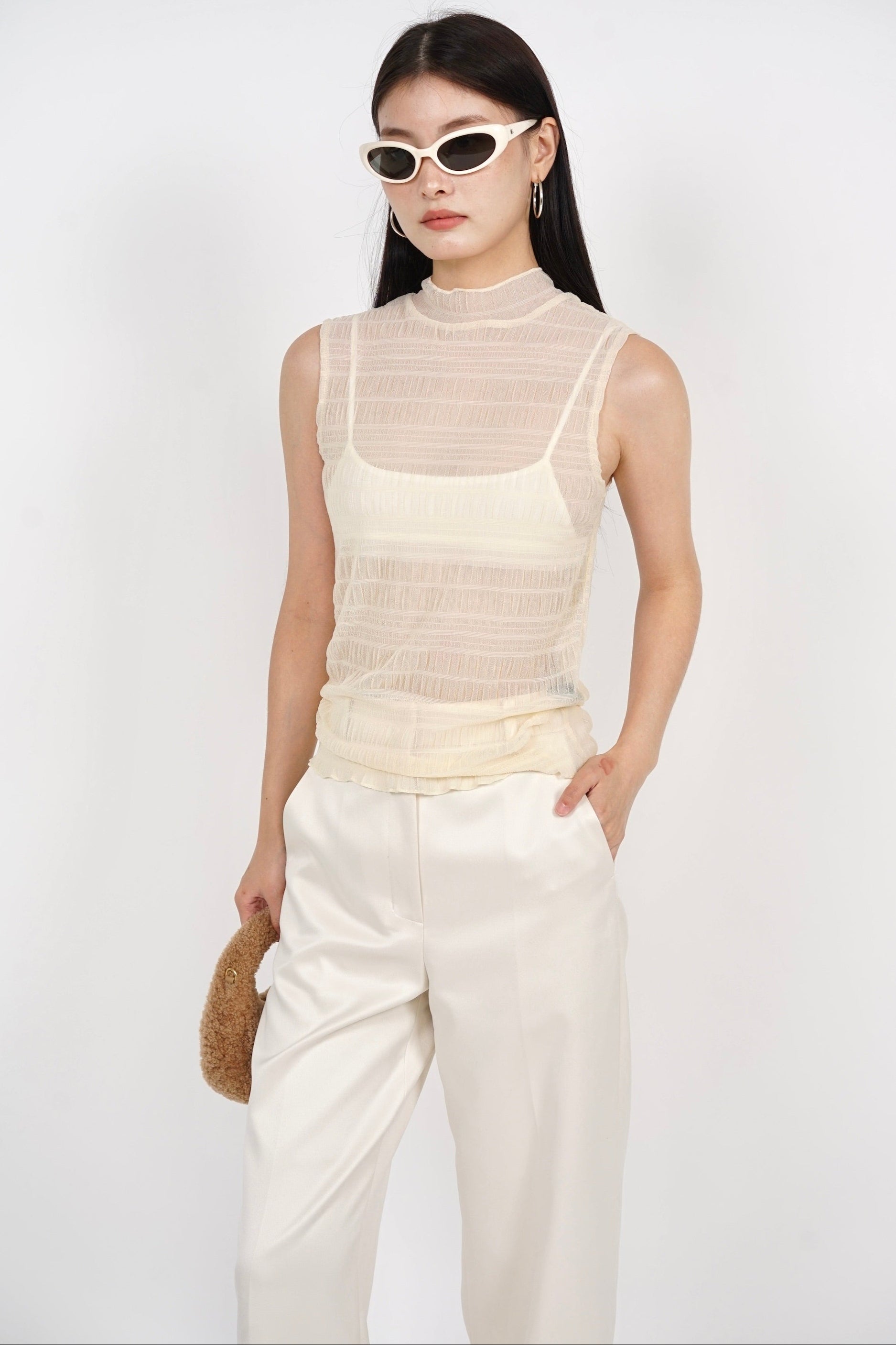 Textured Sheer Top in Sand