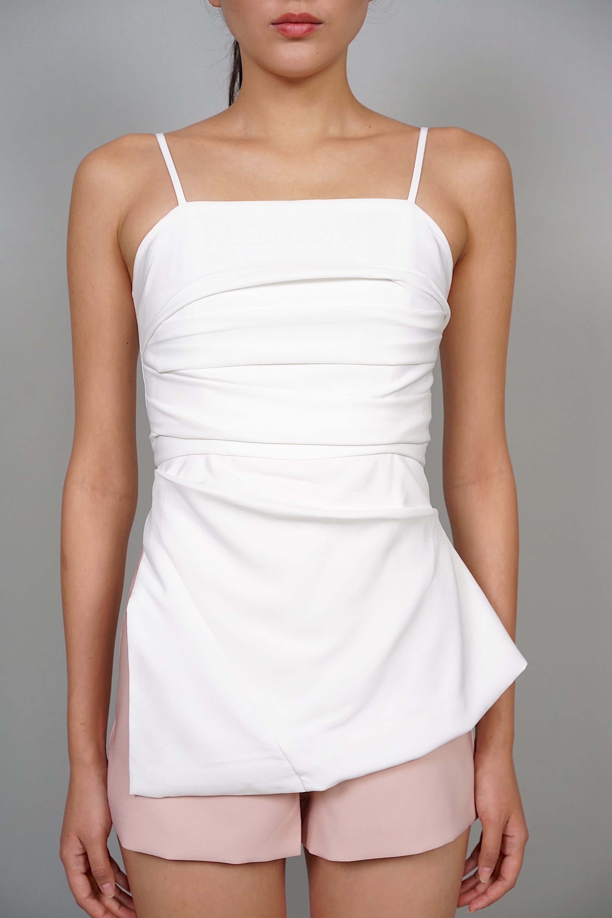 Ariel Romper in White Nude Pink