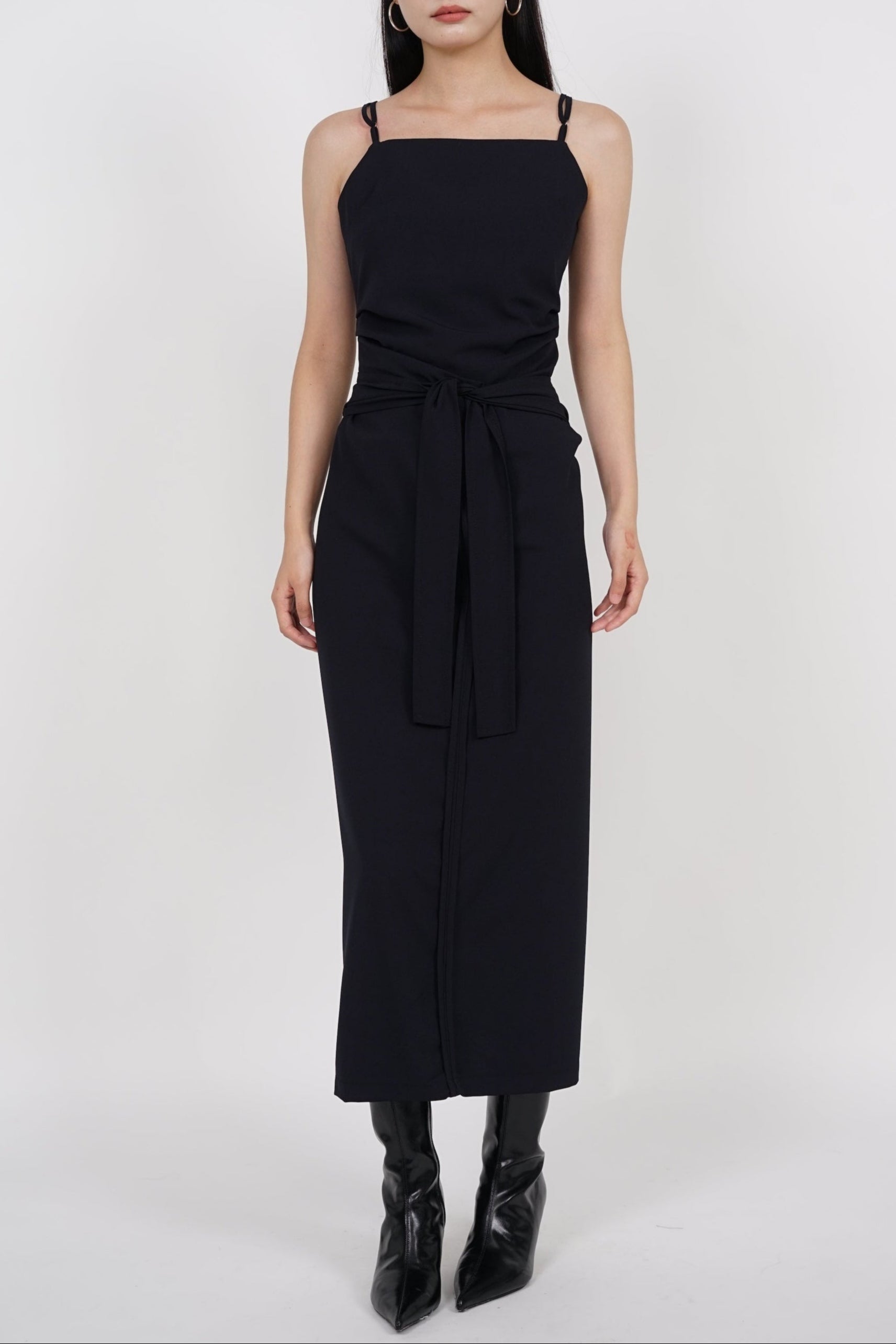 Gathered Waist Top in Charcoal