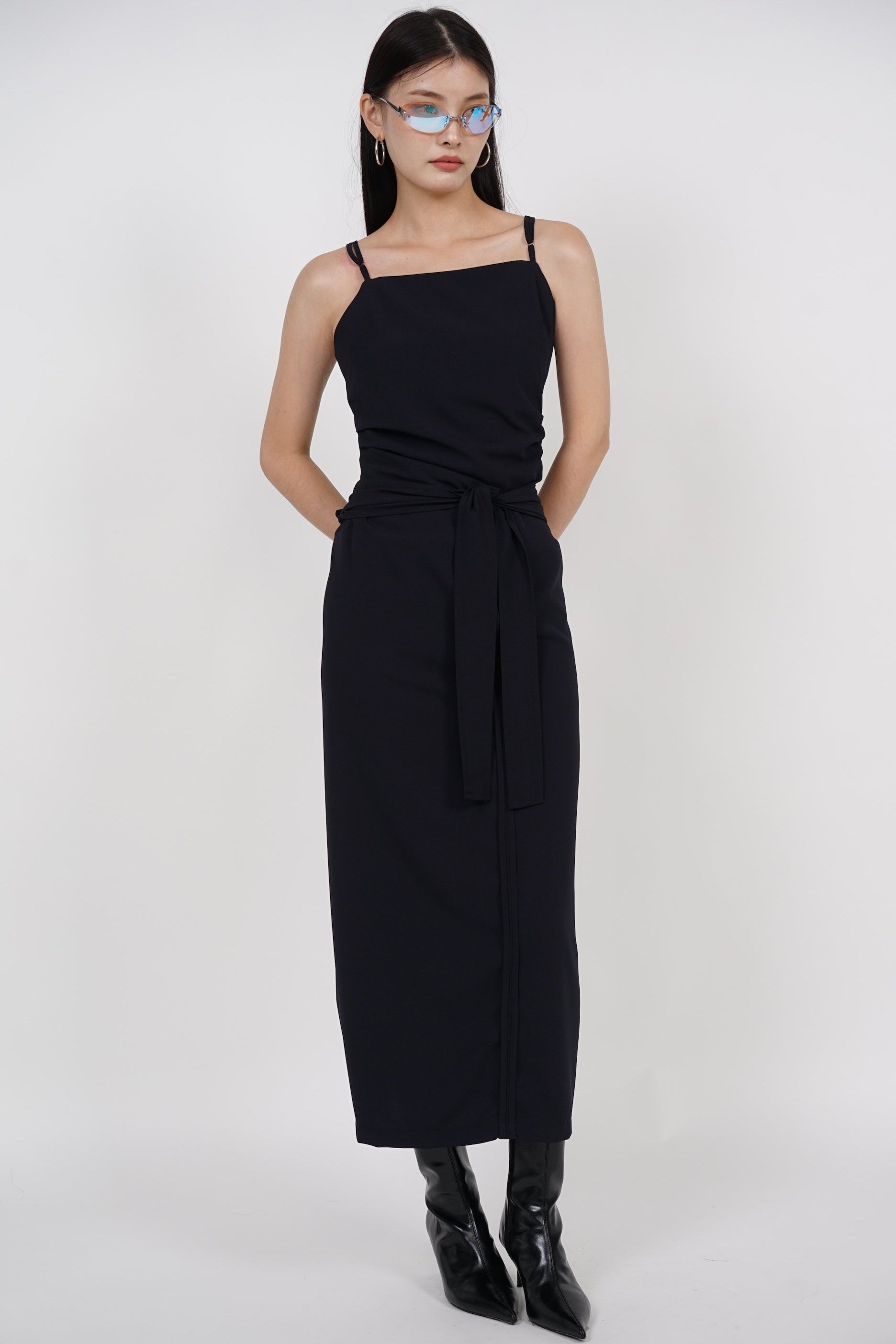 Self Tie Wrap Skirt in Charcoal