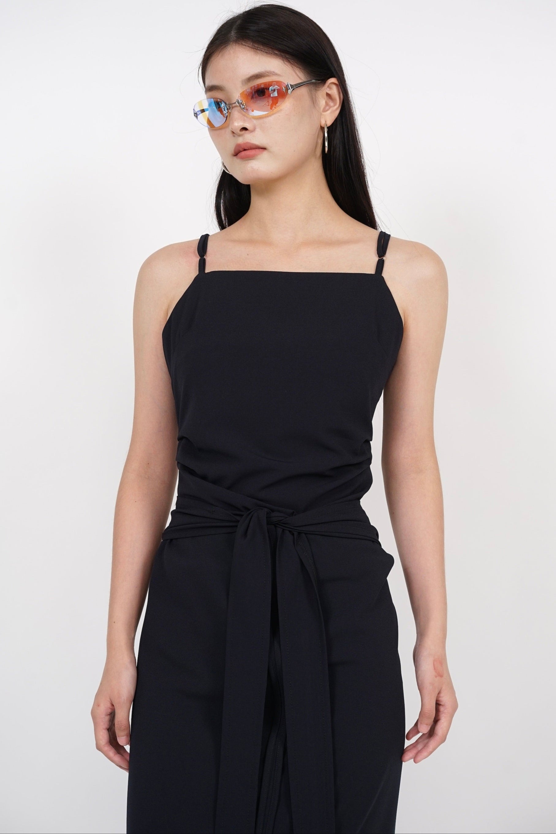 Gathered Waist Top in Charcoal