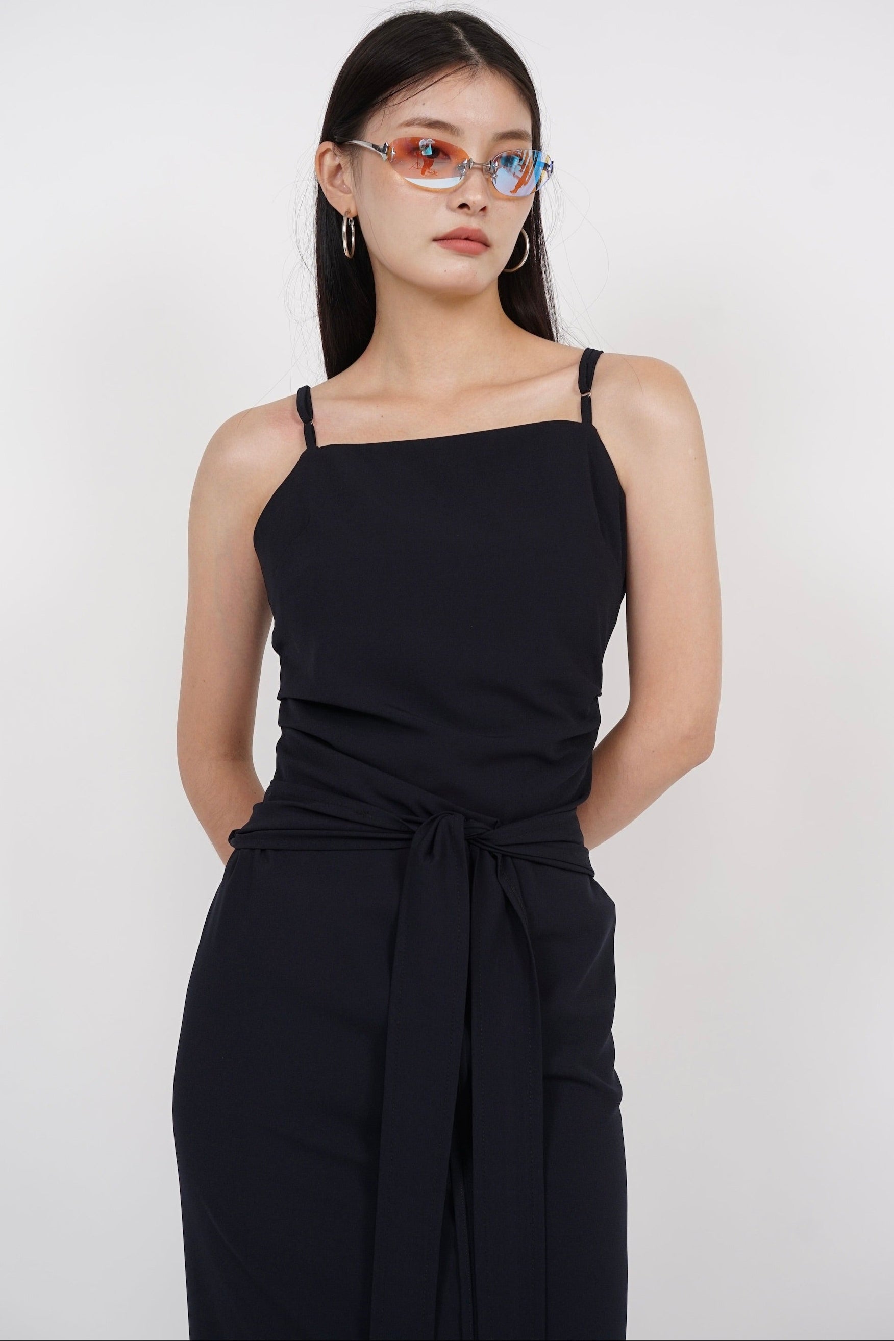 Gathered Waist Top in Charcoal