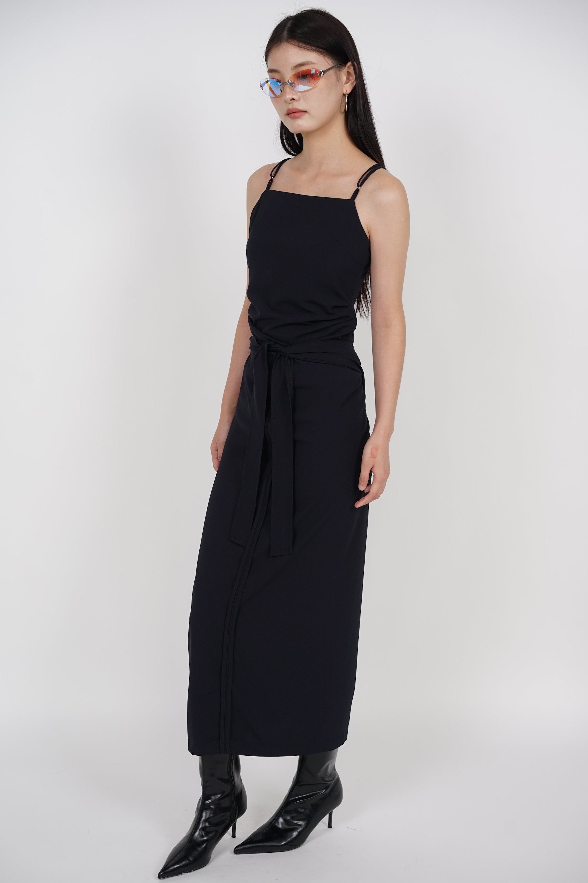 Gathered Waist Top in Charcoal
