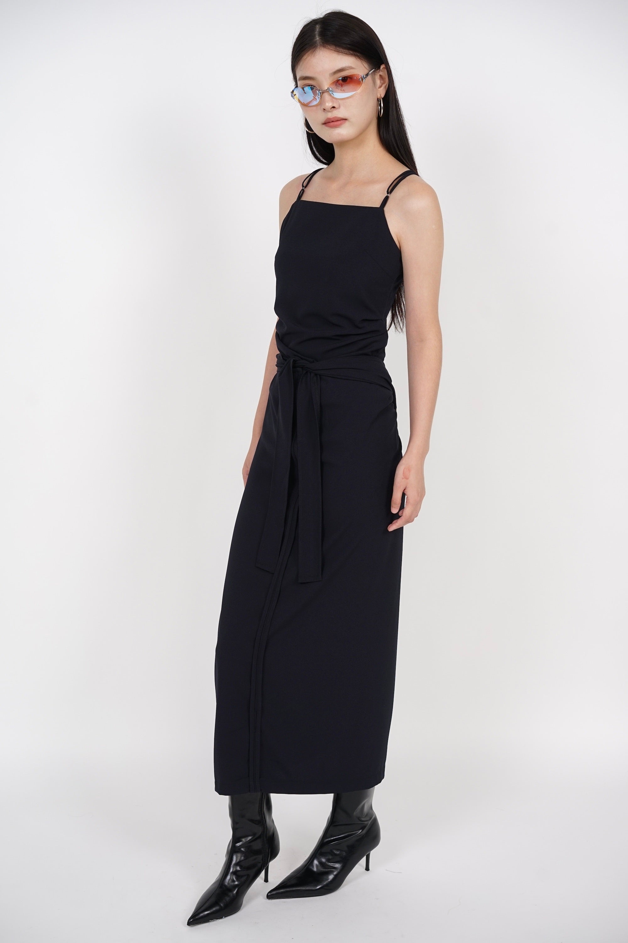 Self Tie Wrap Skirt in Charcoal