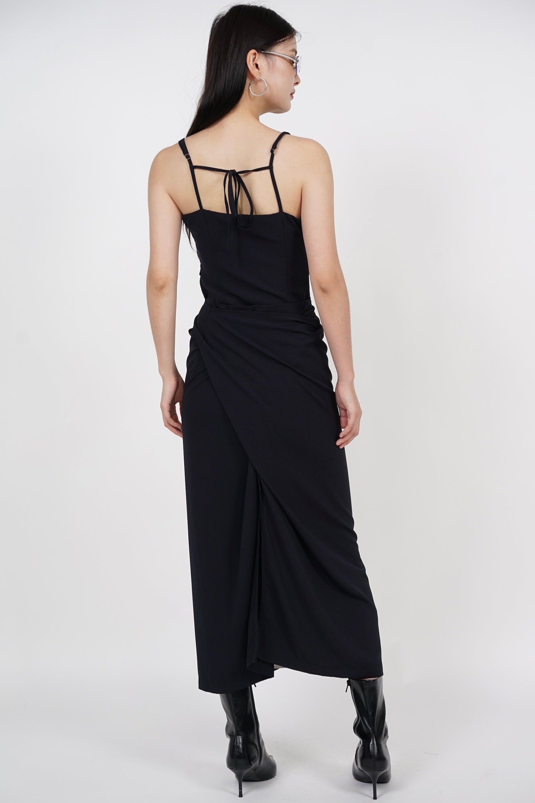 Self Tie Wrap Skirt in Charcoal