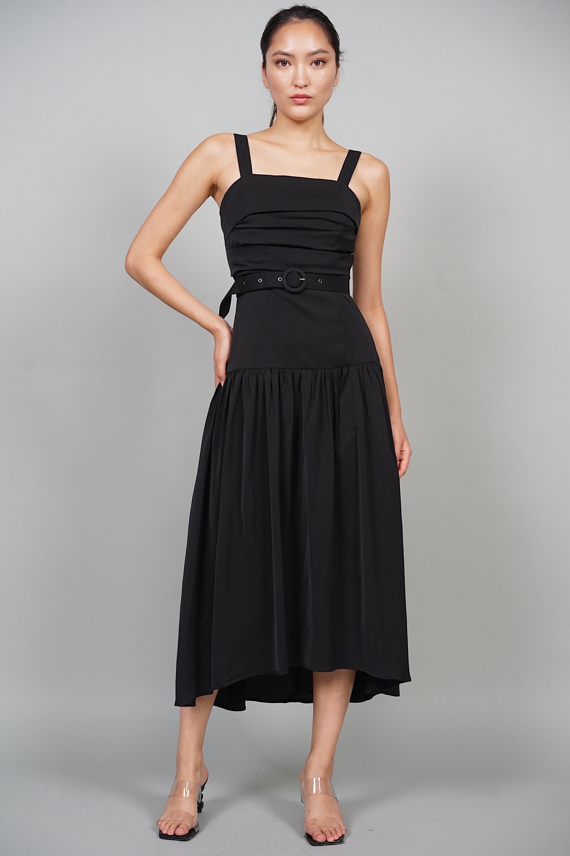 Kellan High-Low Dress in Midnight Black