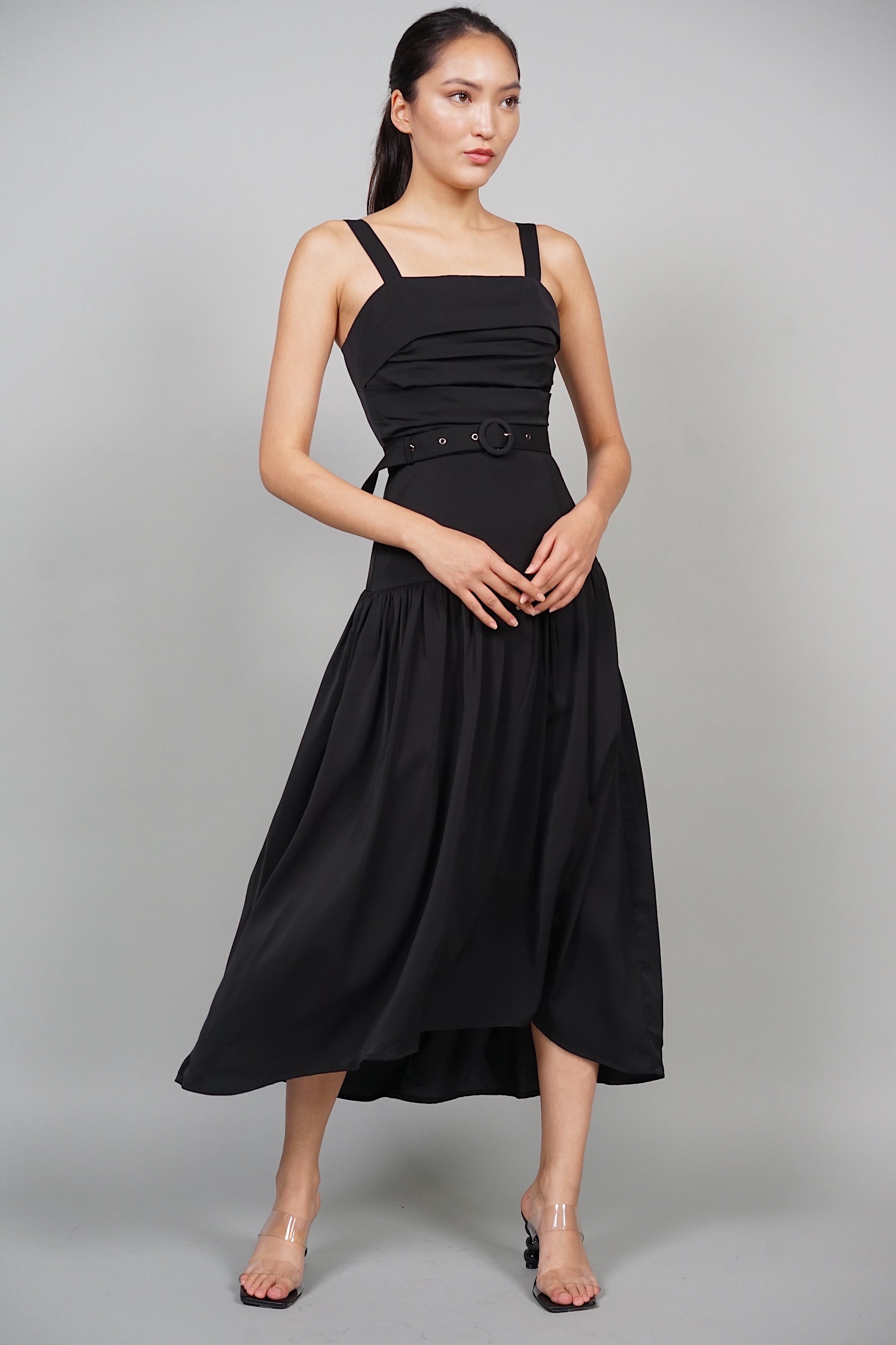 Kellan High-Low Dress in Midnight Black