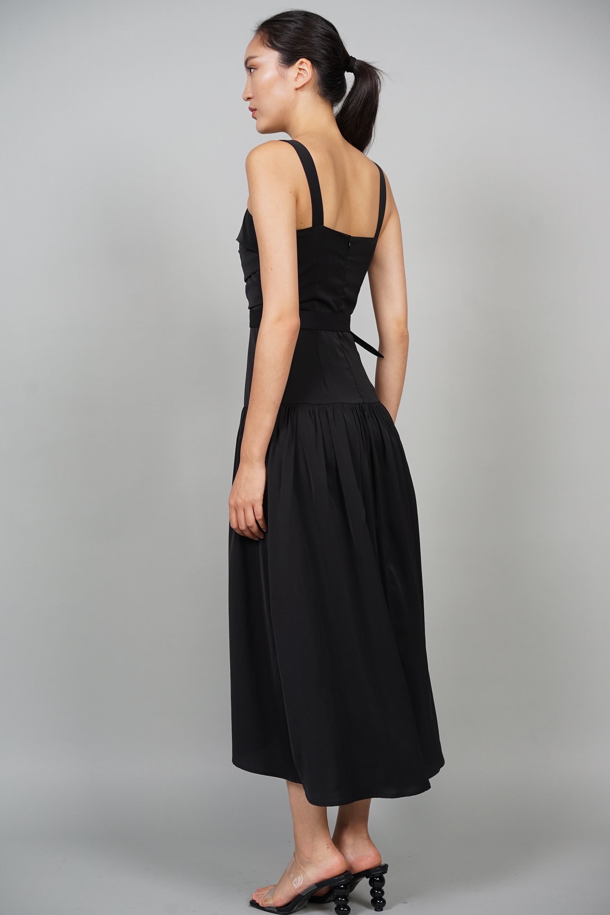 Kellan High-Low Dress in Midnight Black