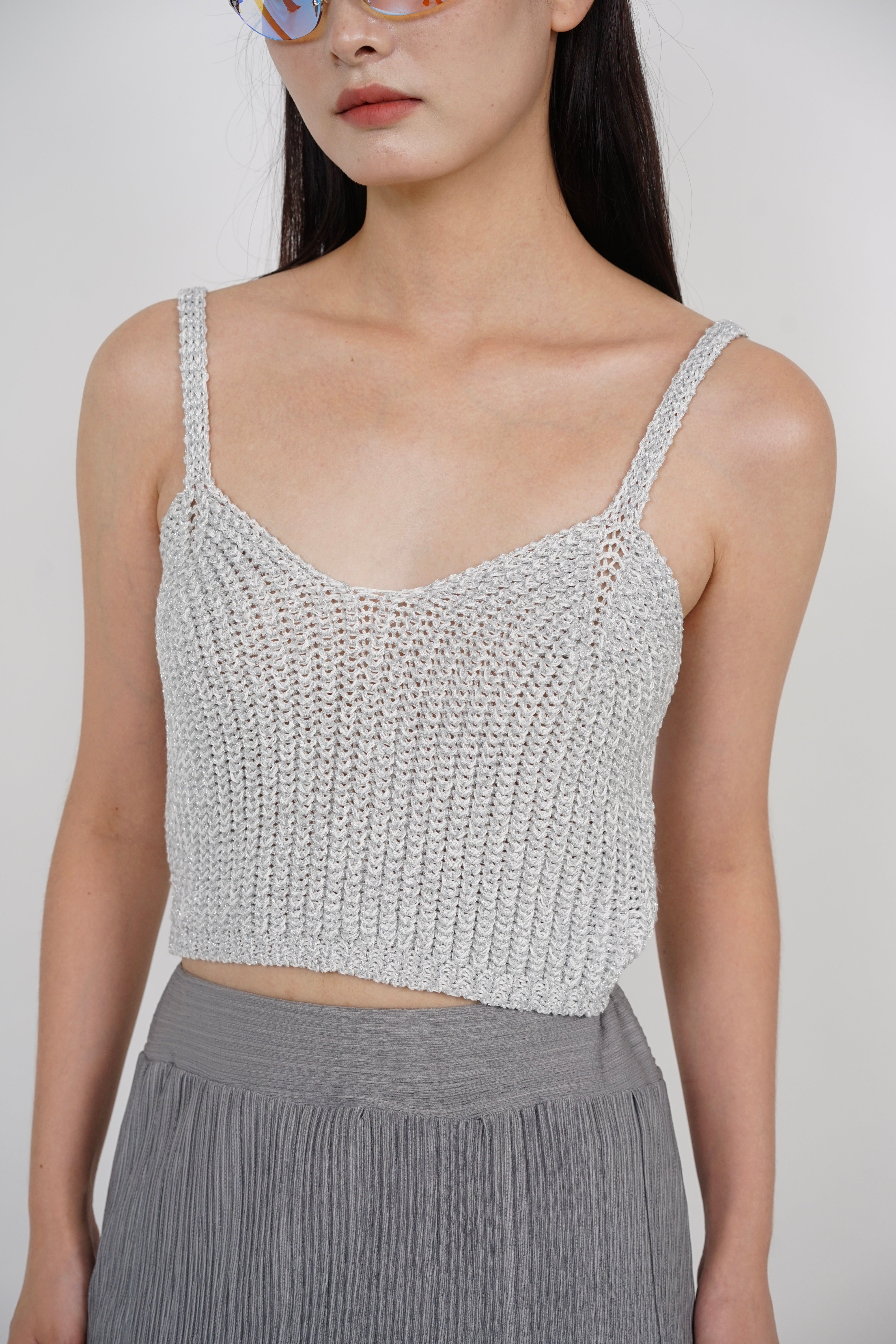 Cami Sweetheart Cami Top in White Silver