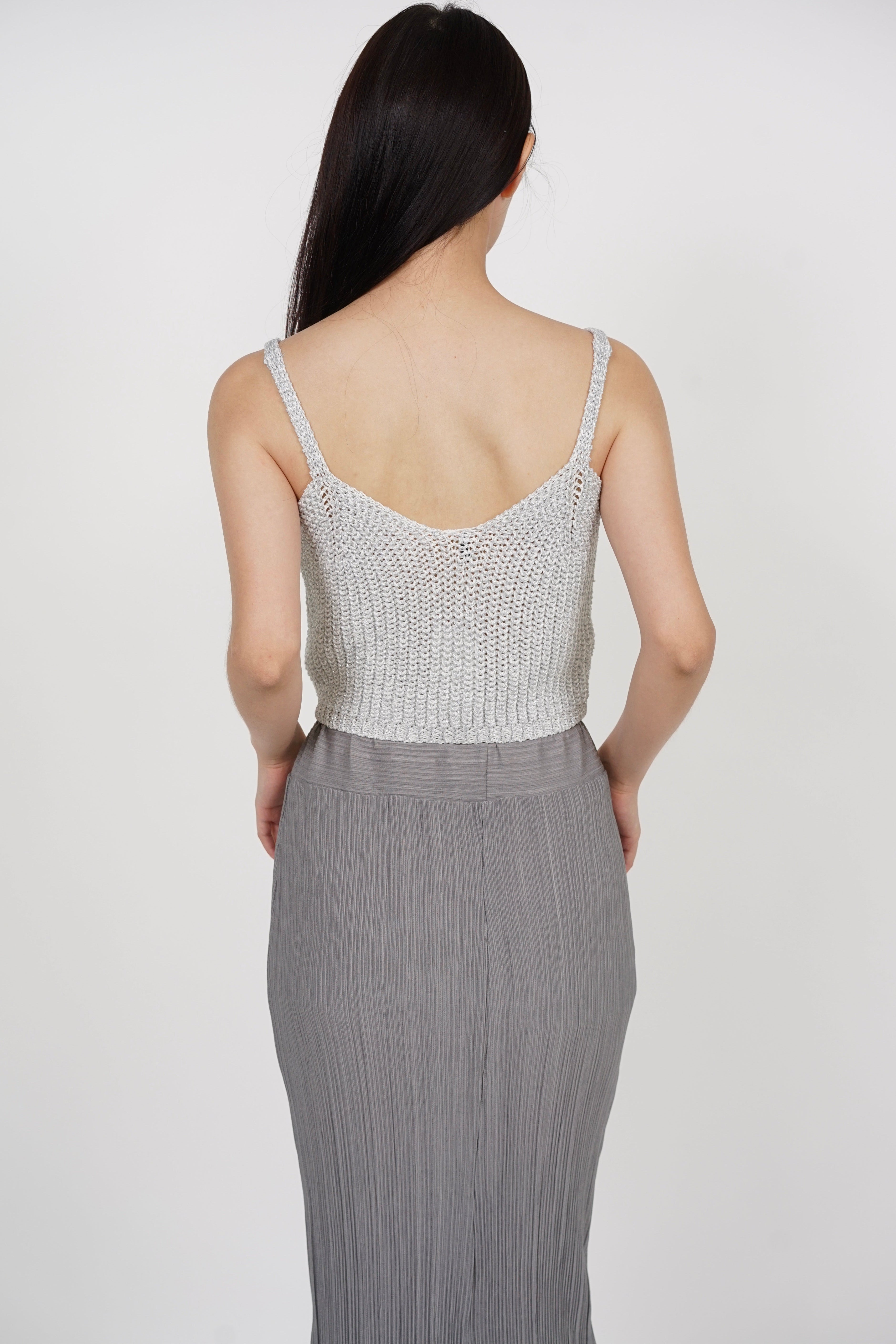 Cami Sweetheart Cami Top in White Silver
