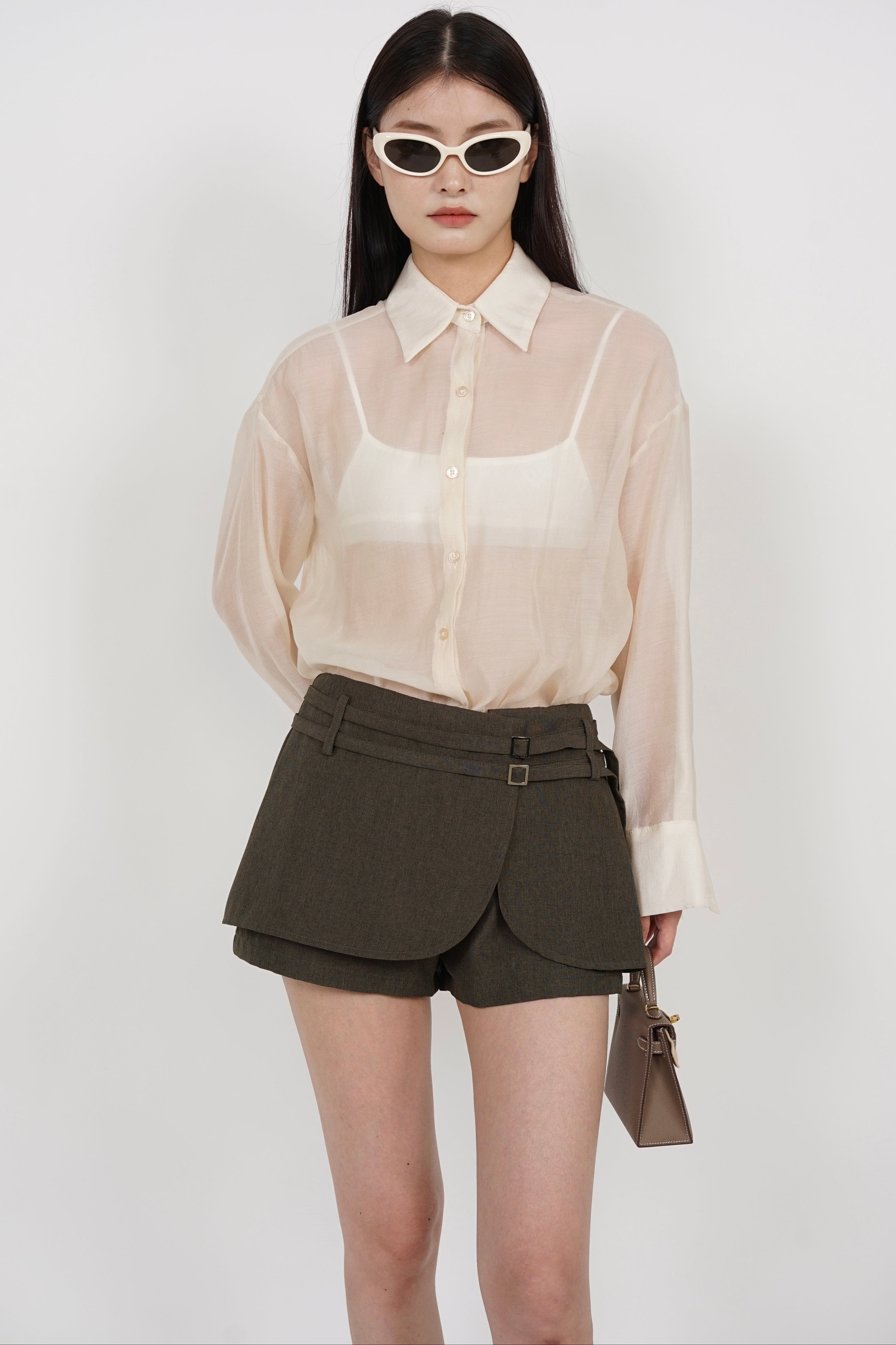 Belted Wrap Skorts in Forest Green