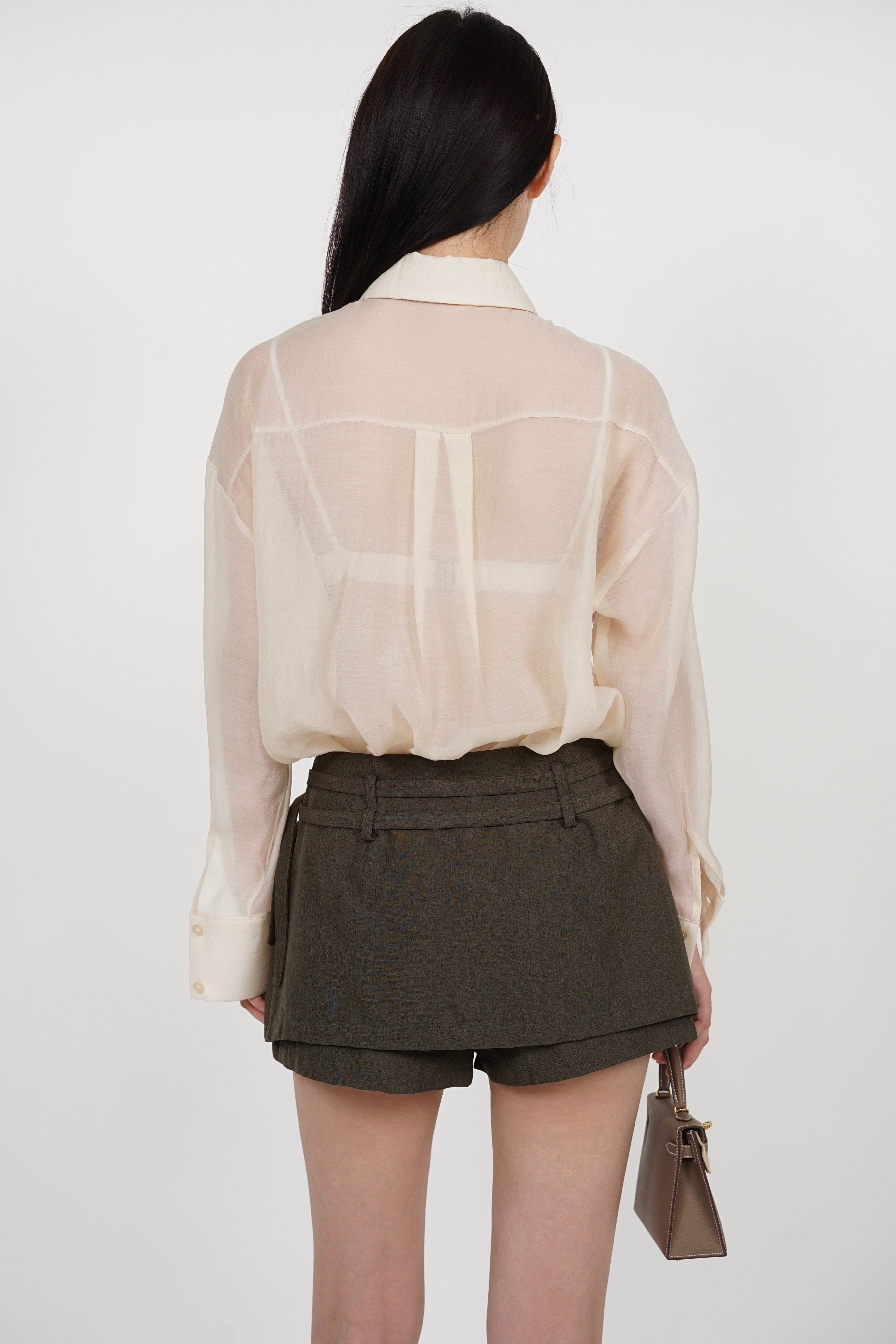 Belted Wrap Skorts in Forest Green