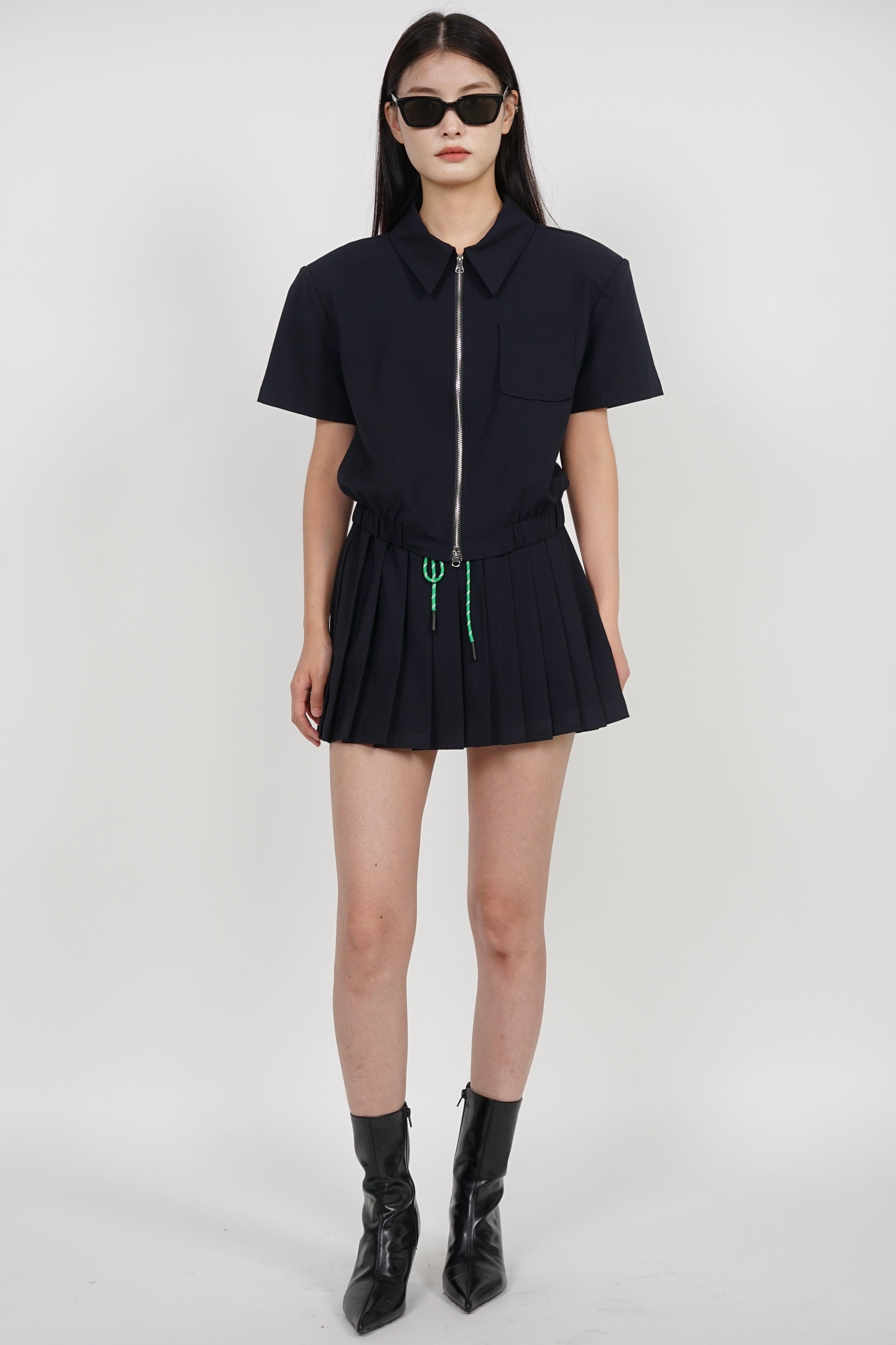 Double Zipper Top in Midnight