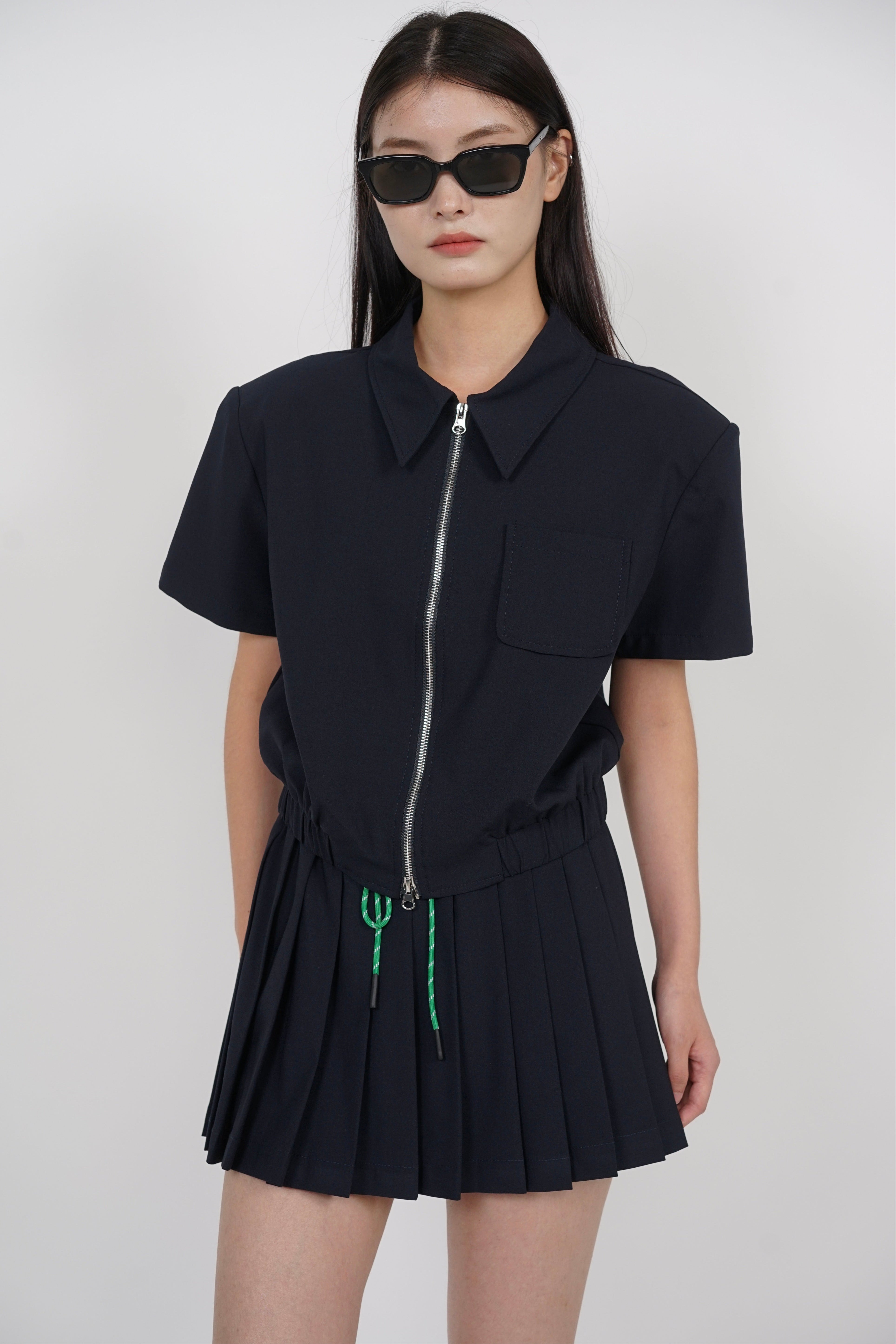 Double Zipper Top in Midnight