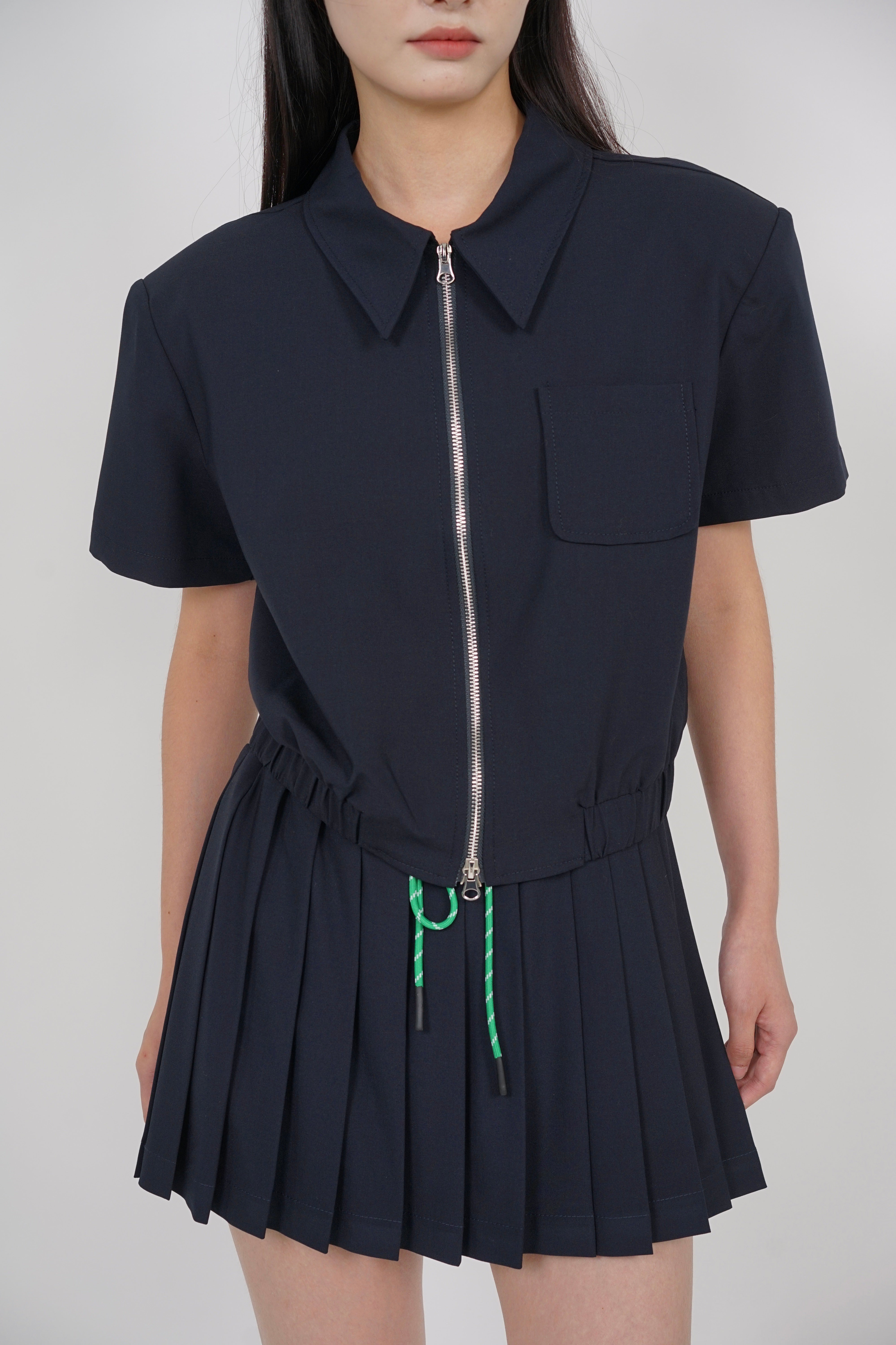 Double Zipper Top in Midnight