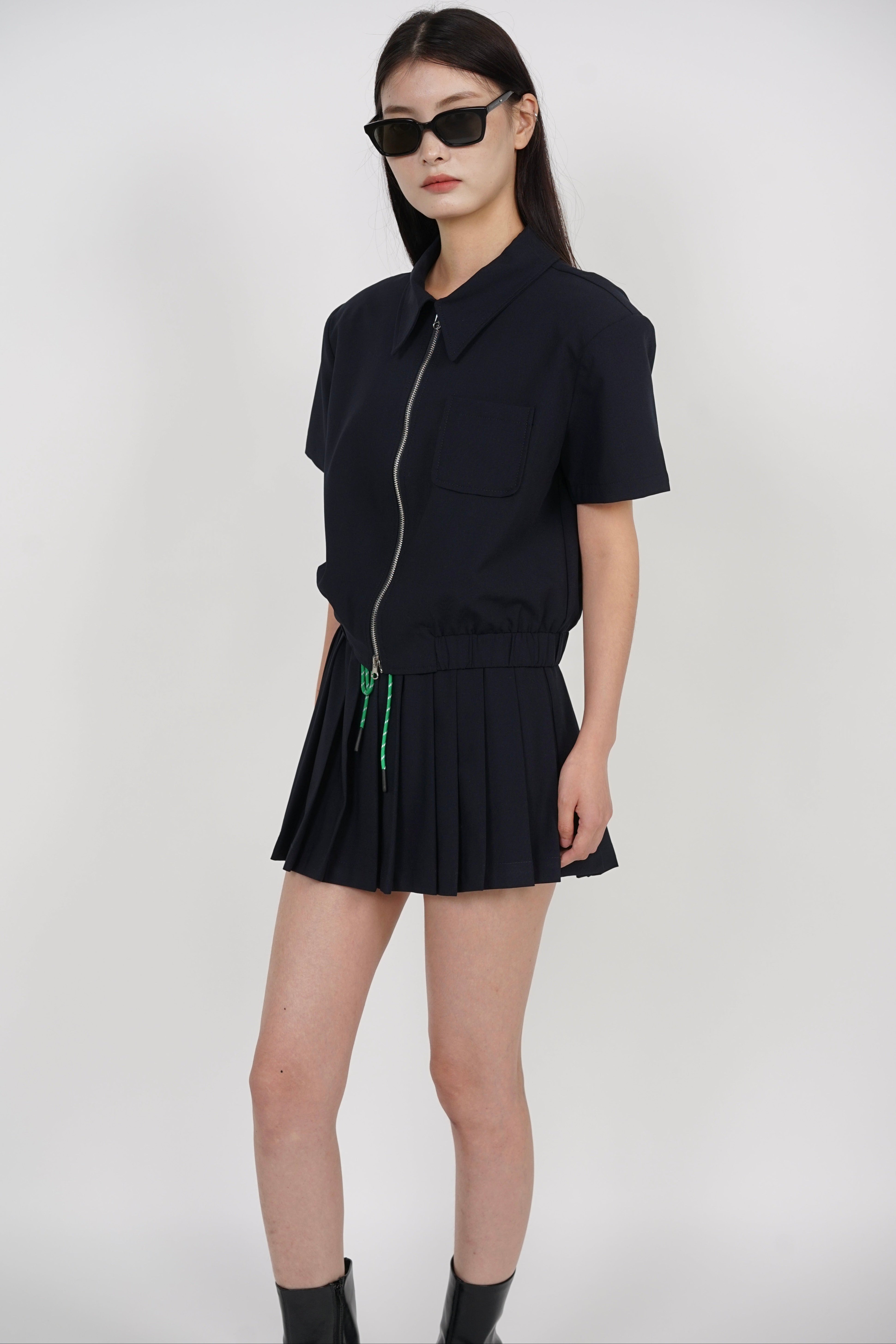 Double Zipper Top in Midnight