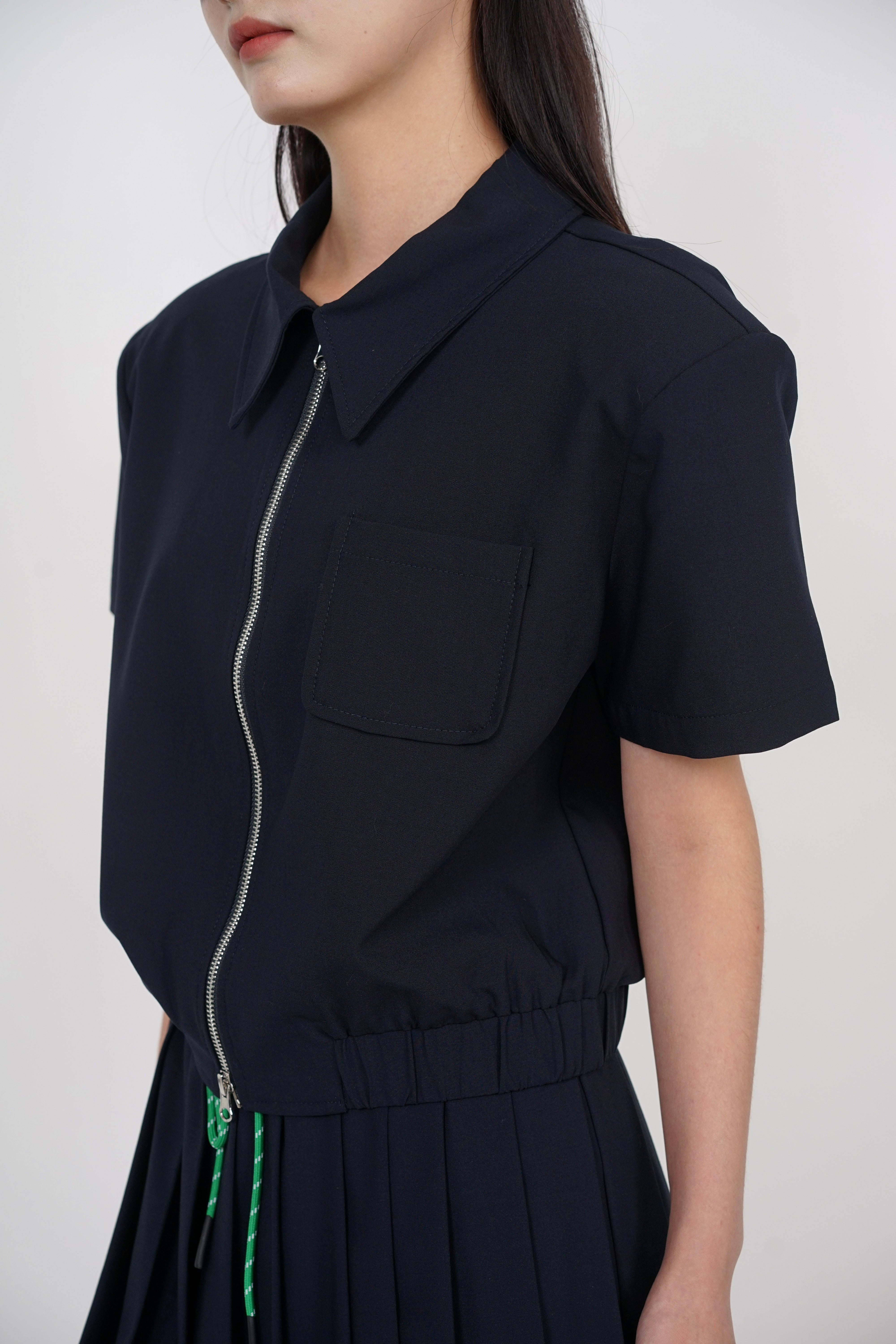 Double Zipper Top in Midnight