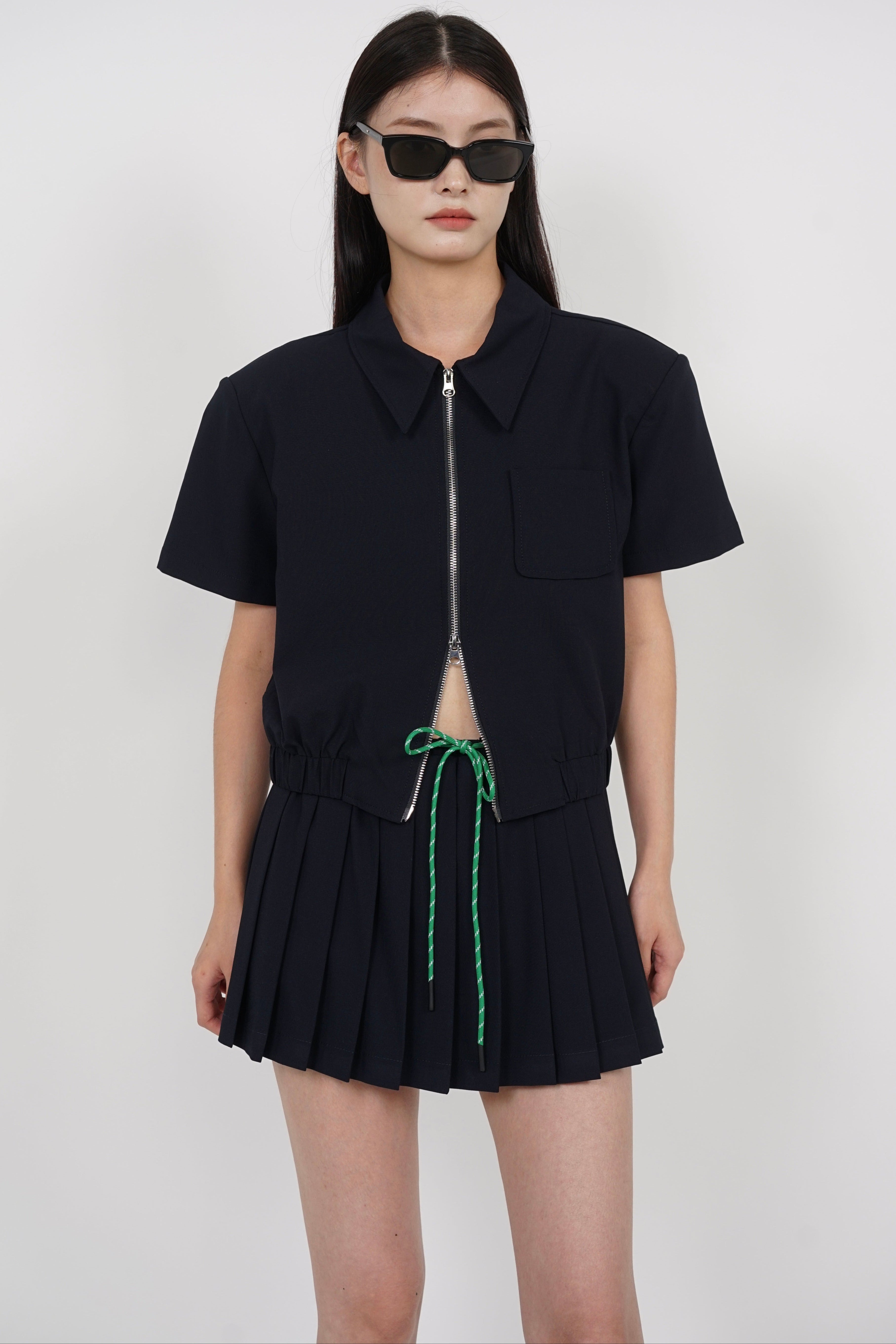 Double Zipper Top in Midnight