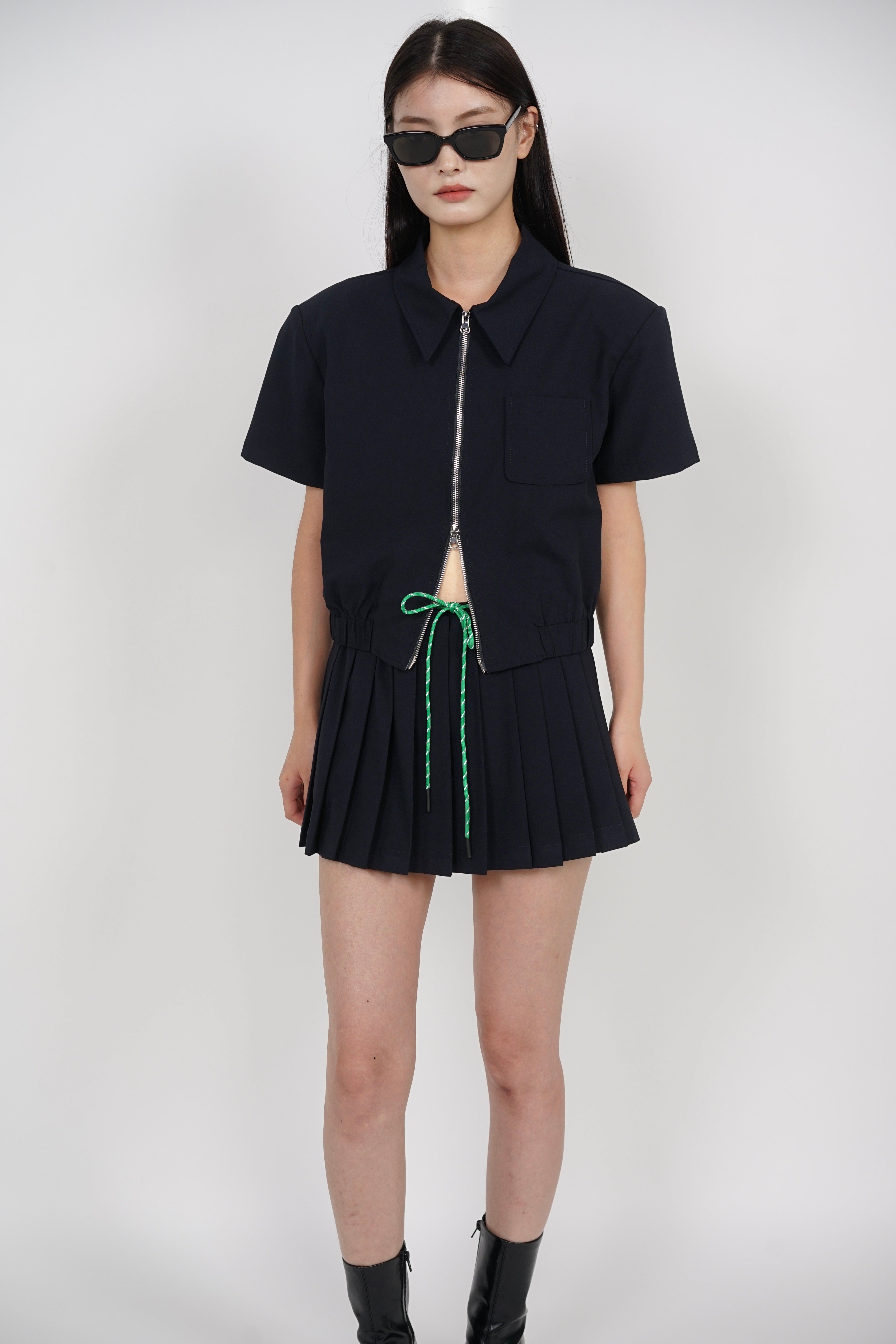 Double Zipper Top in Midnight