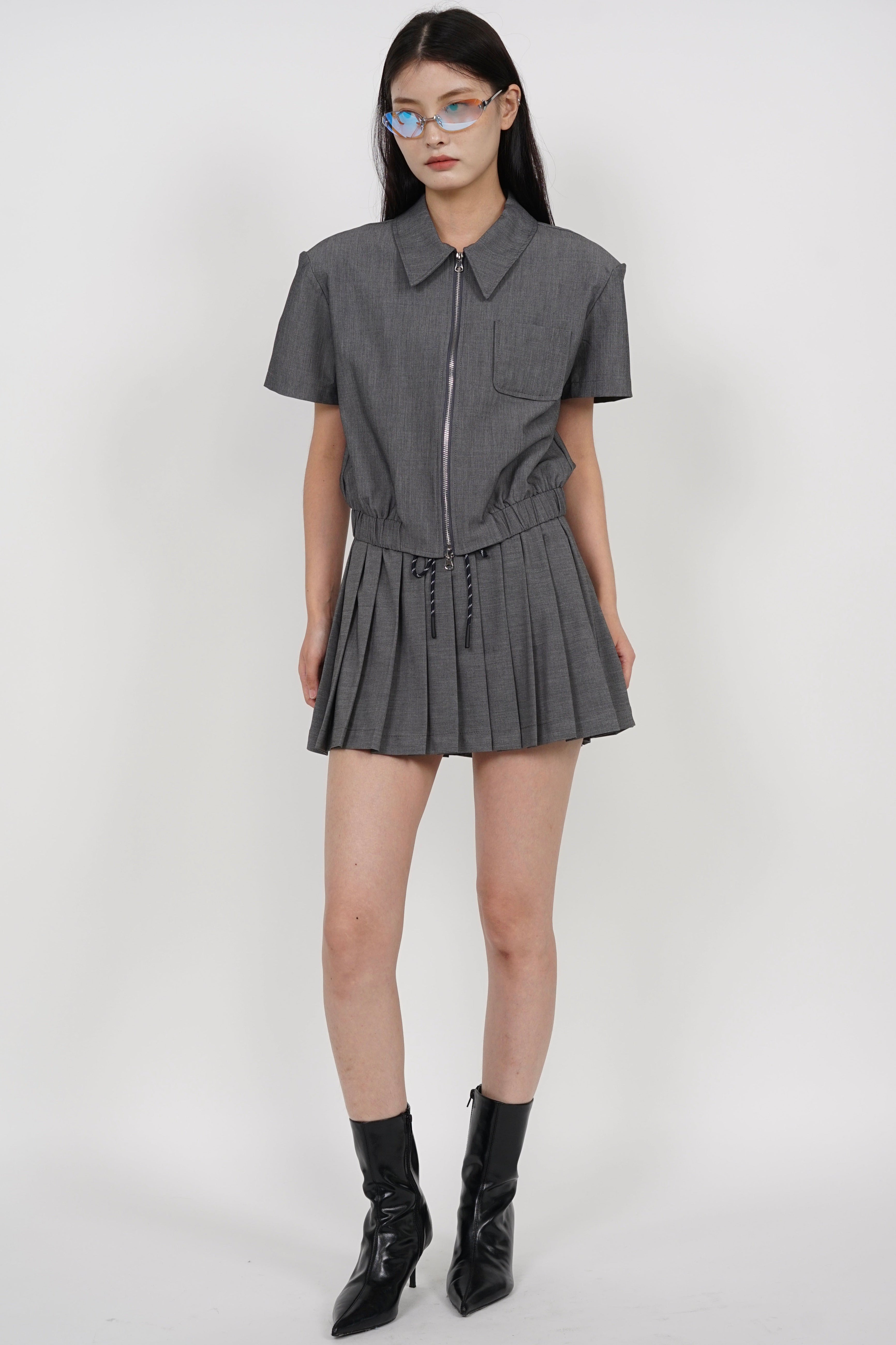 Double Zipper Top in Grey