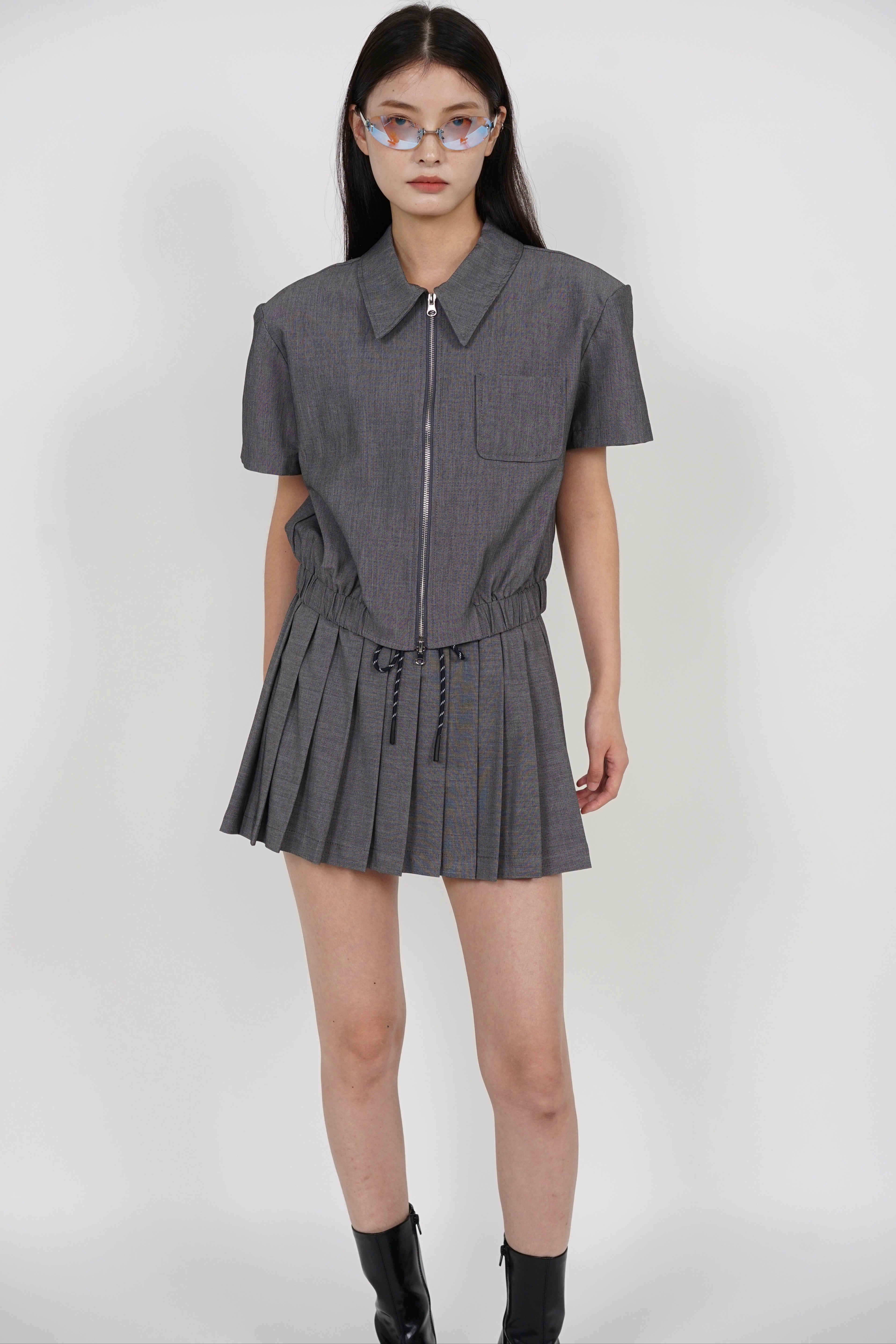 Double Zipper Top in Grey