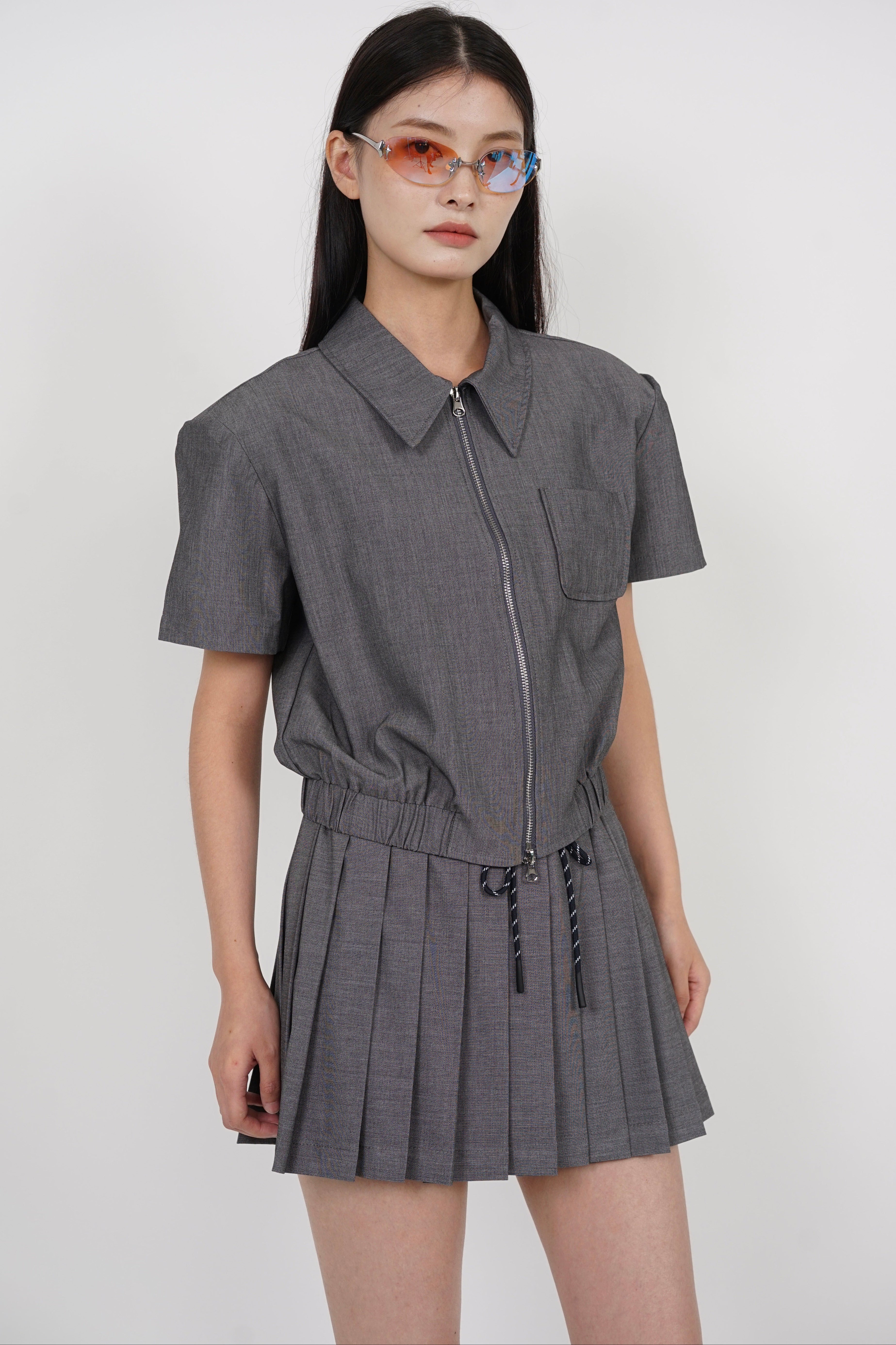 Double Zipper Top in Grey