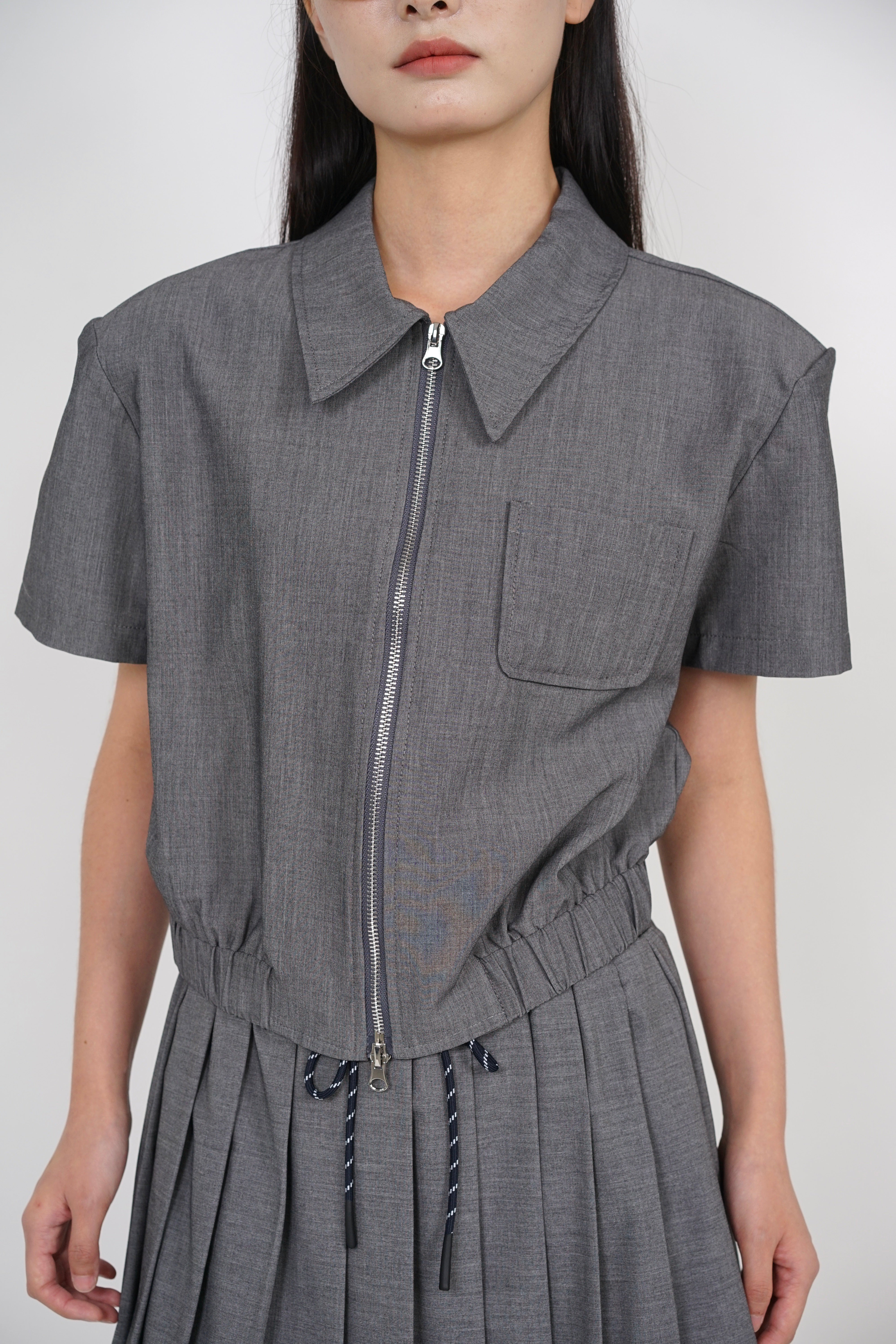 Double Zipper Top in Grey