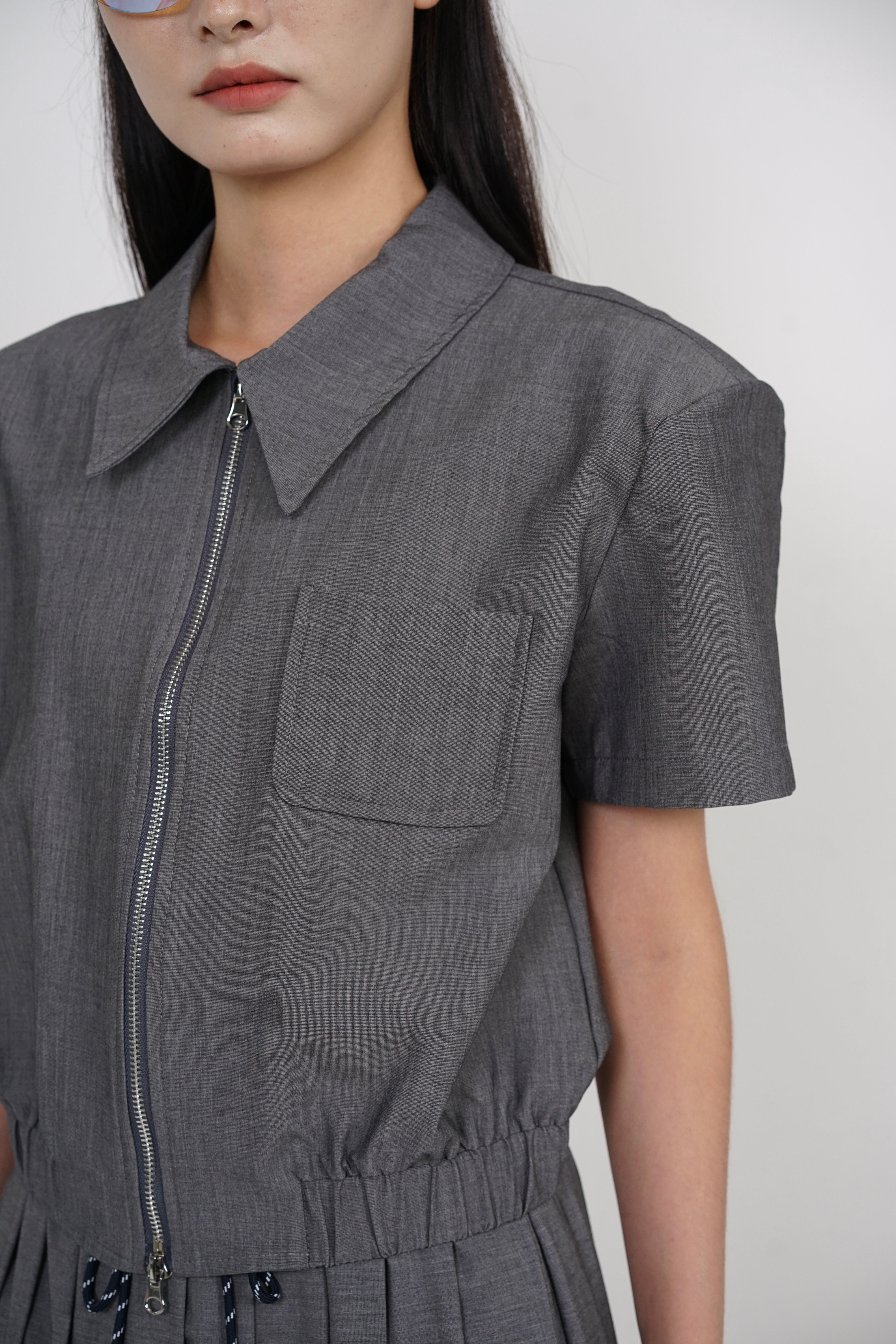 Double Zipper Top in Grey