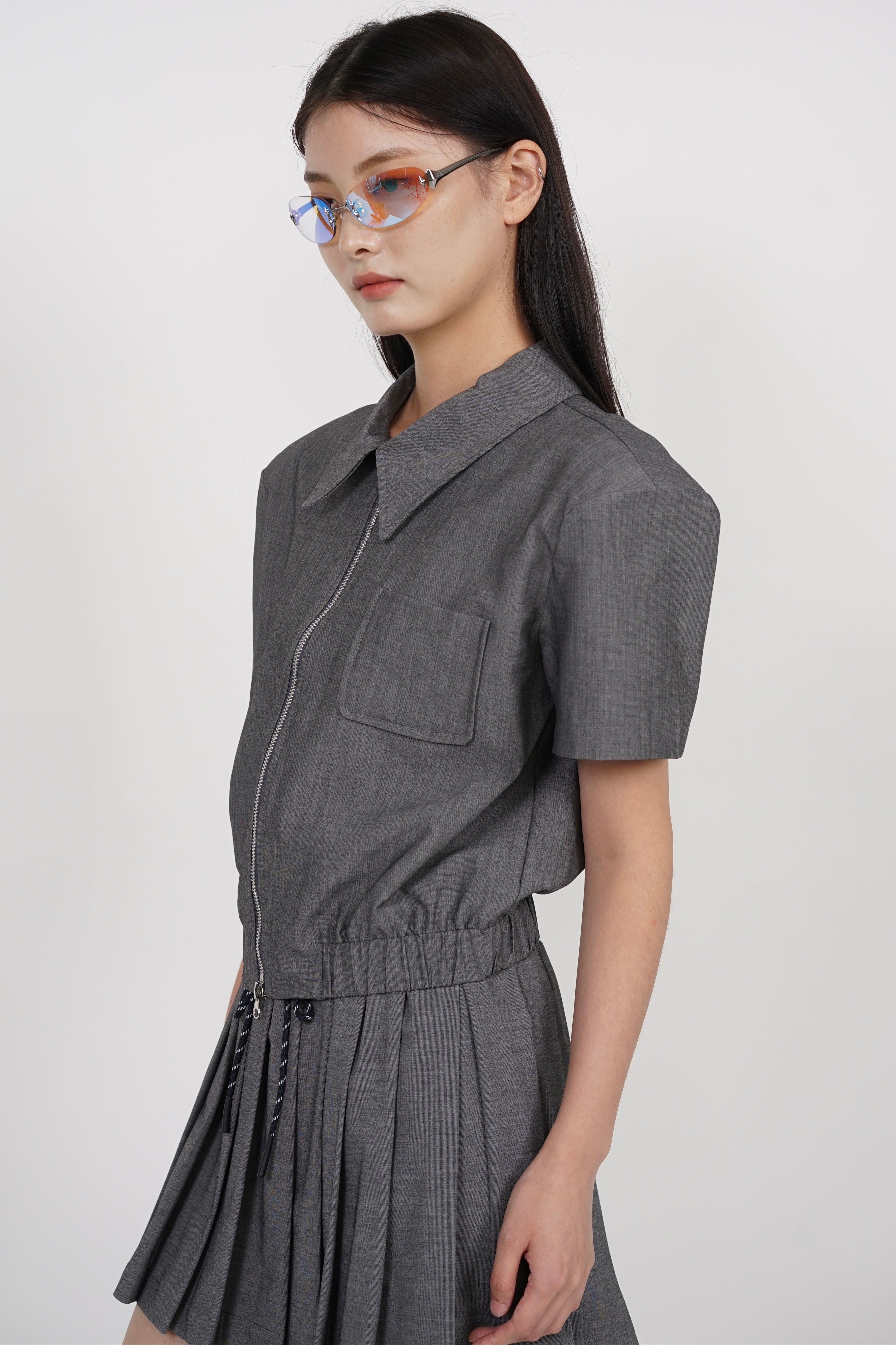 Double Zipper Top in Grey