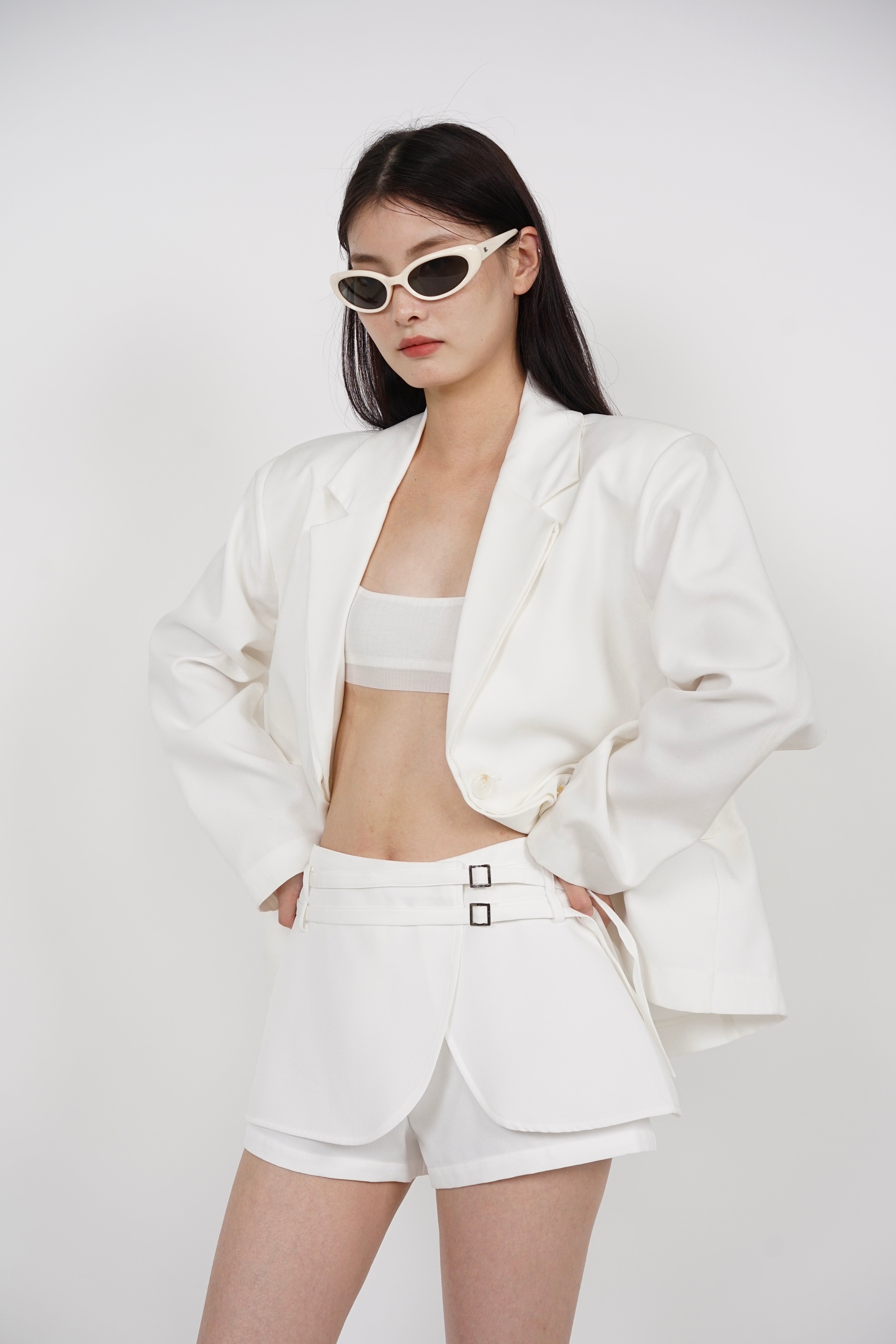 Belted Wrap Skorts in White