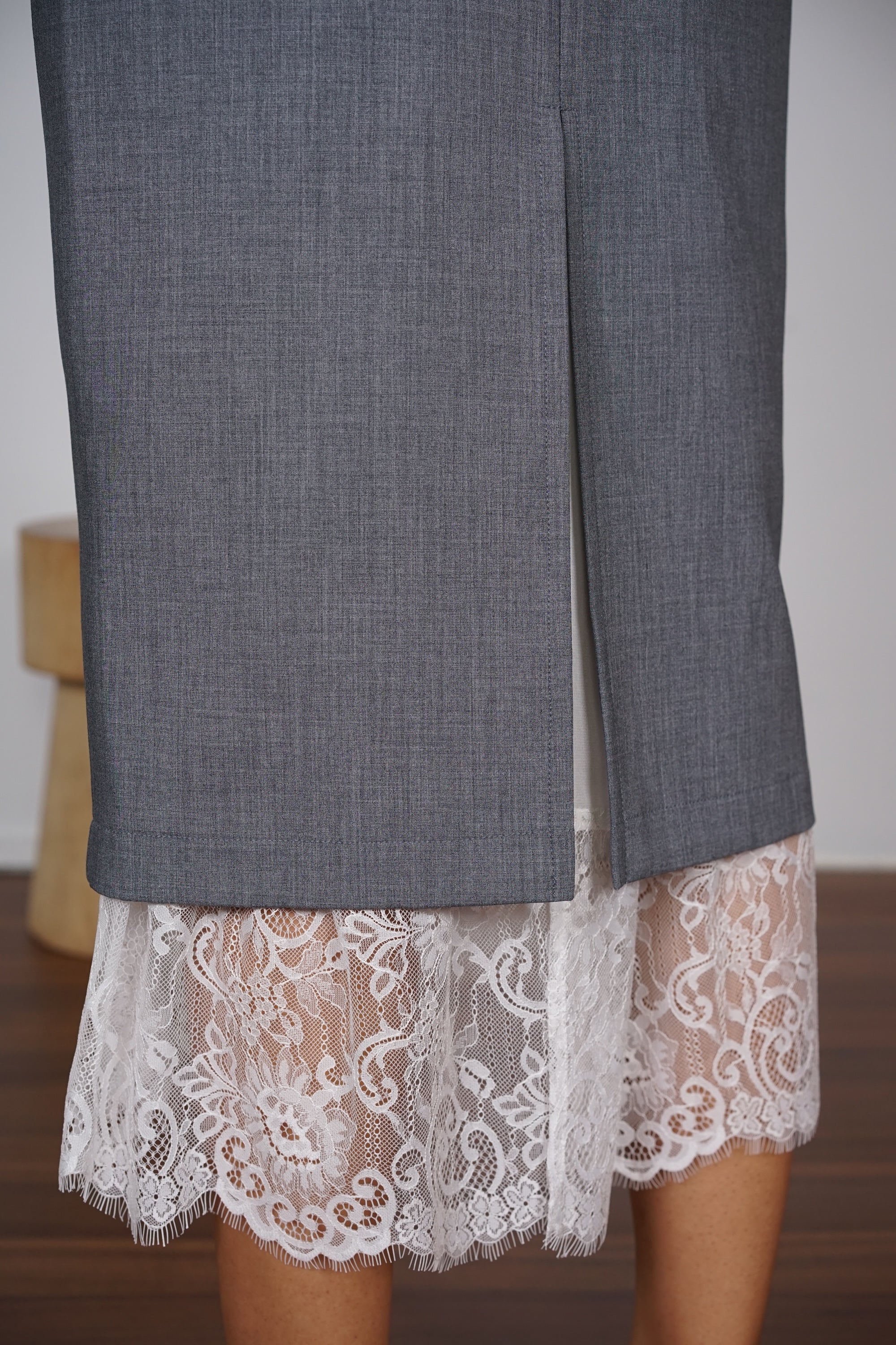 Dreamy Lace Skirt in Heather Grey