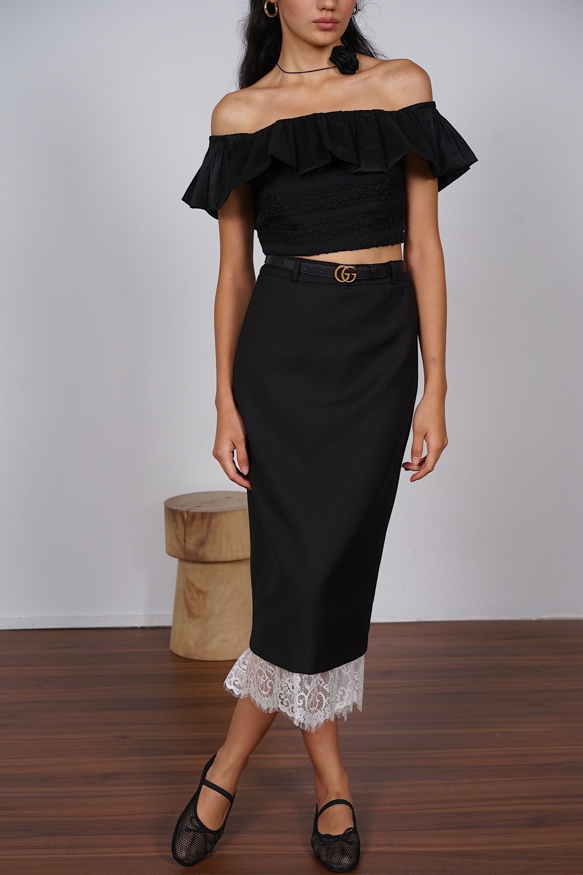 Off-Shoulder Top in Black