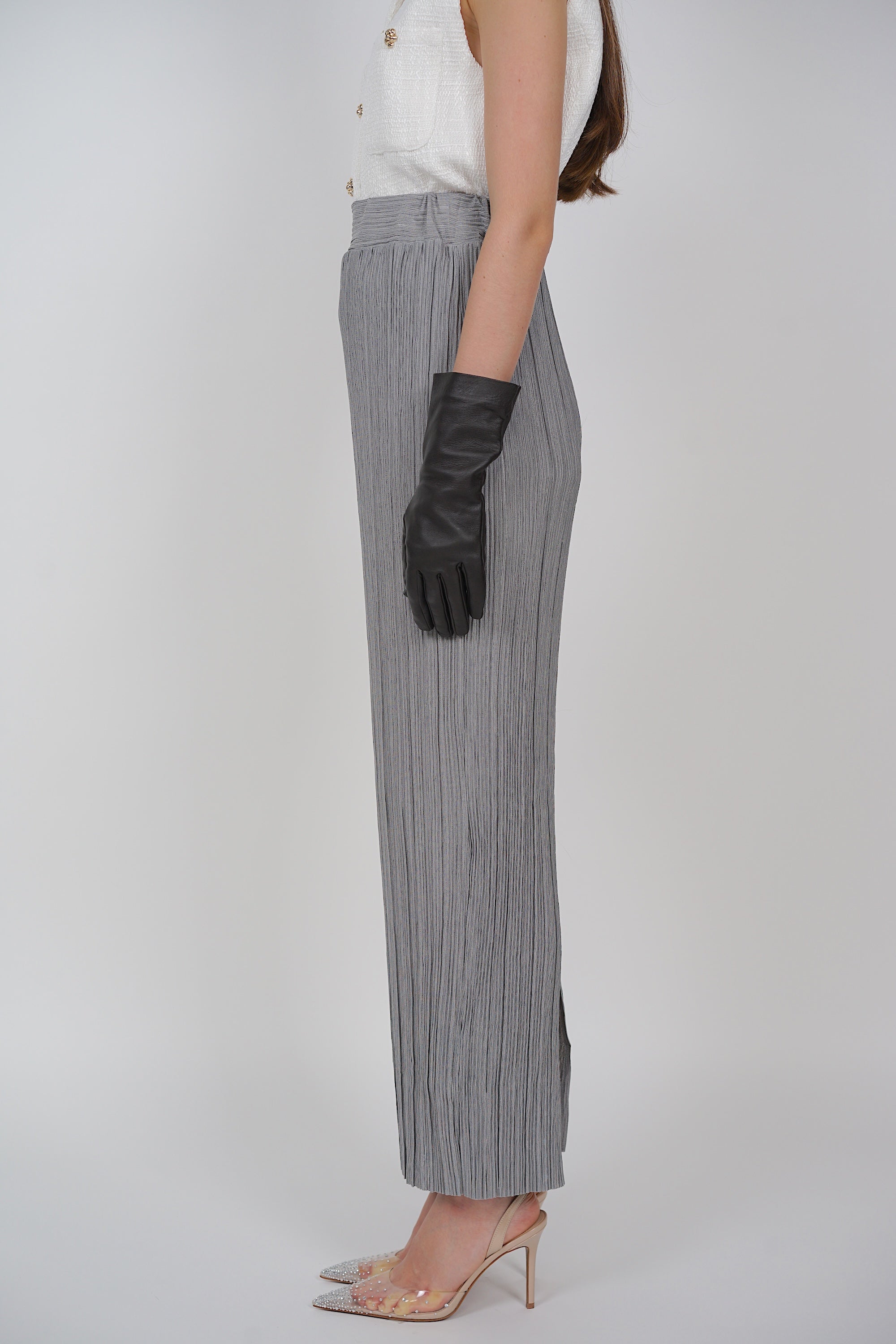 Plisse Pleated Skirt in Grey