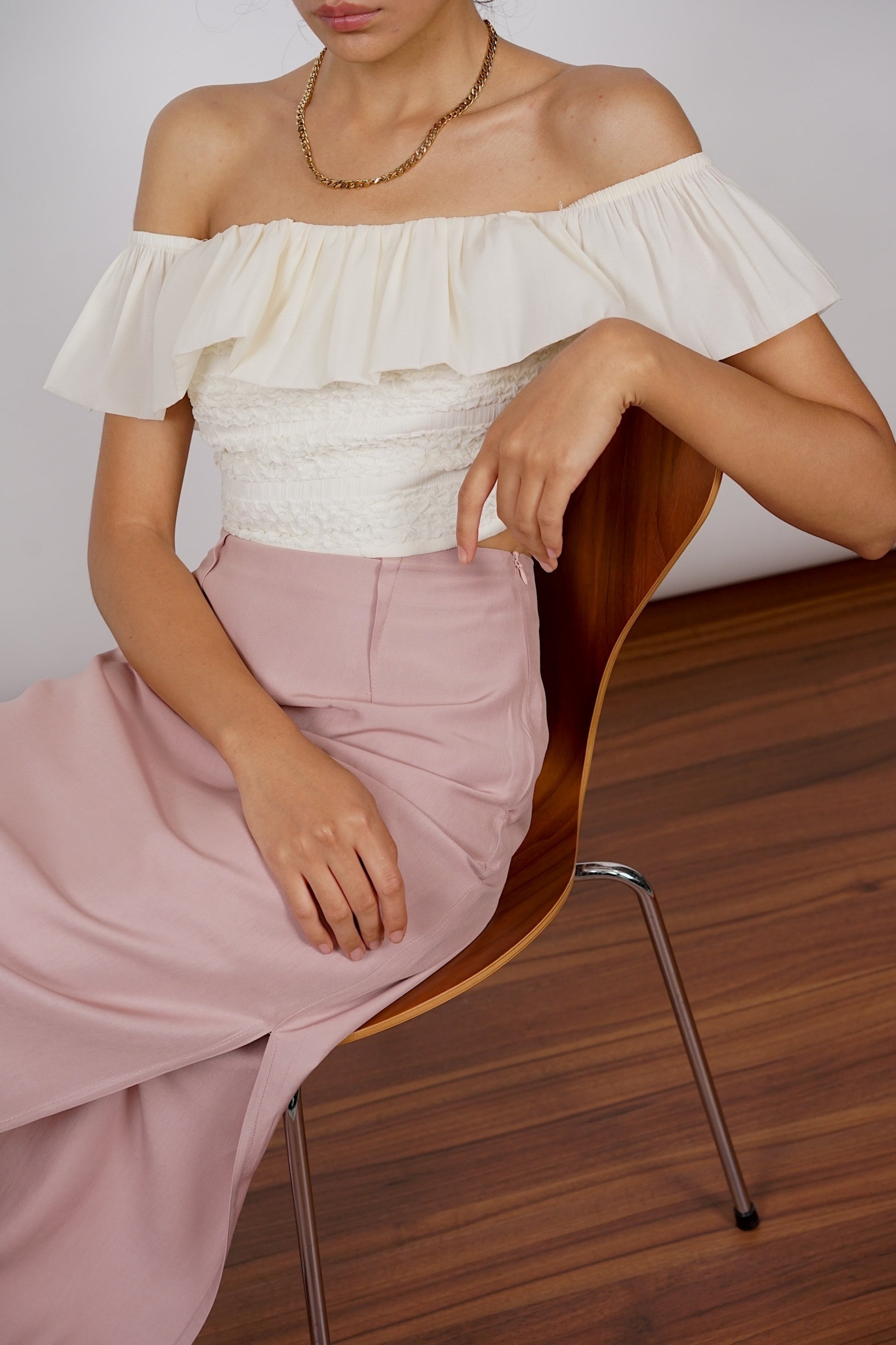 Off-Shoulder Top in Ecru