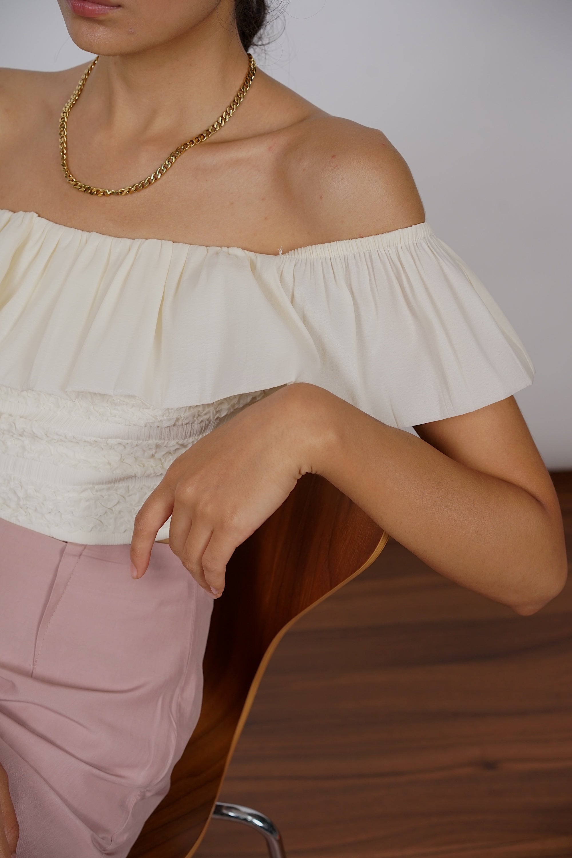 Off-Shoulder Top in Ecru