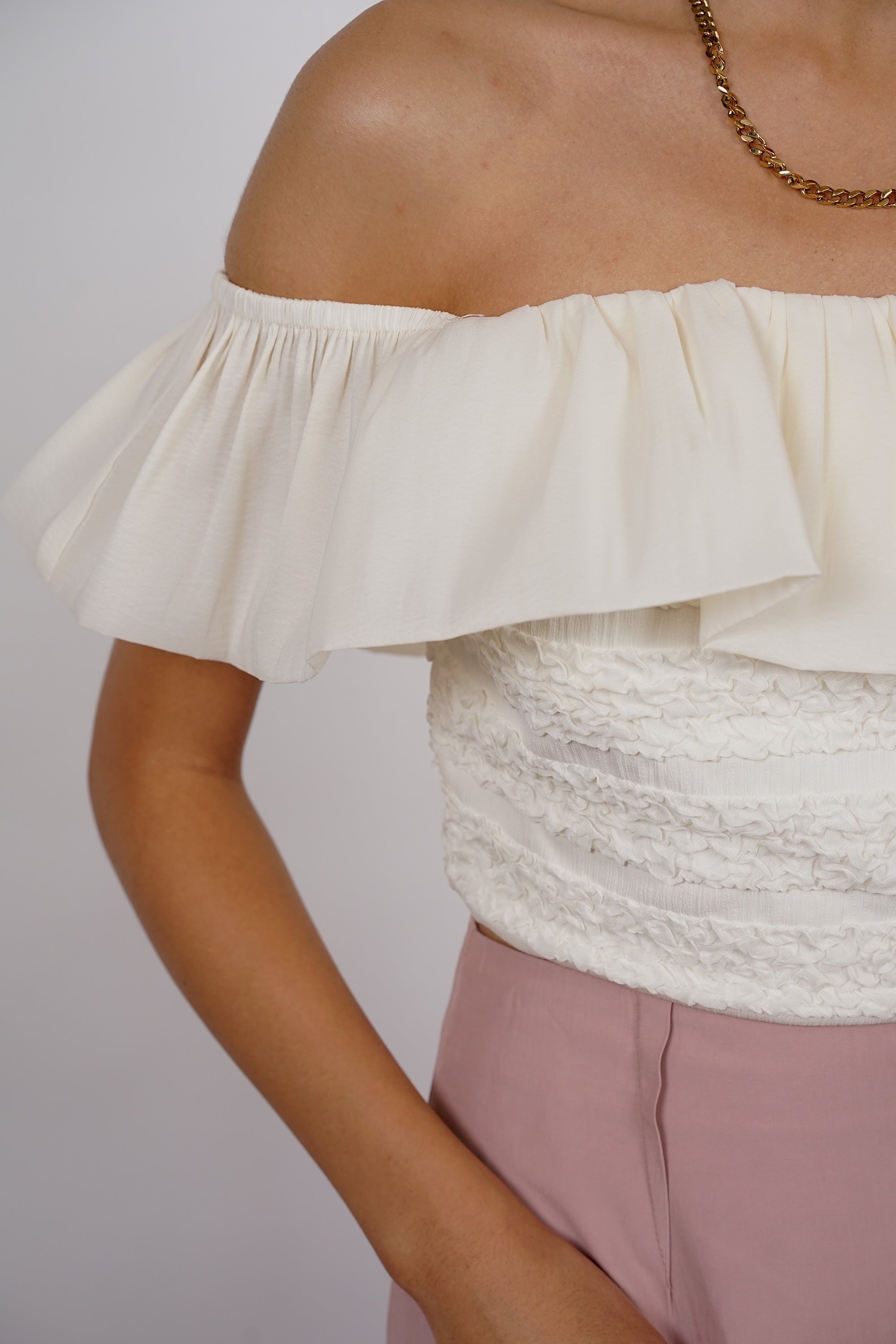 Off-Shoulder Top in Ecru
