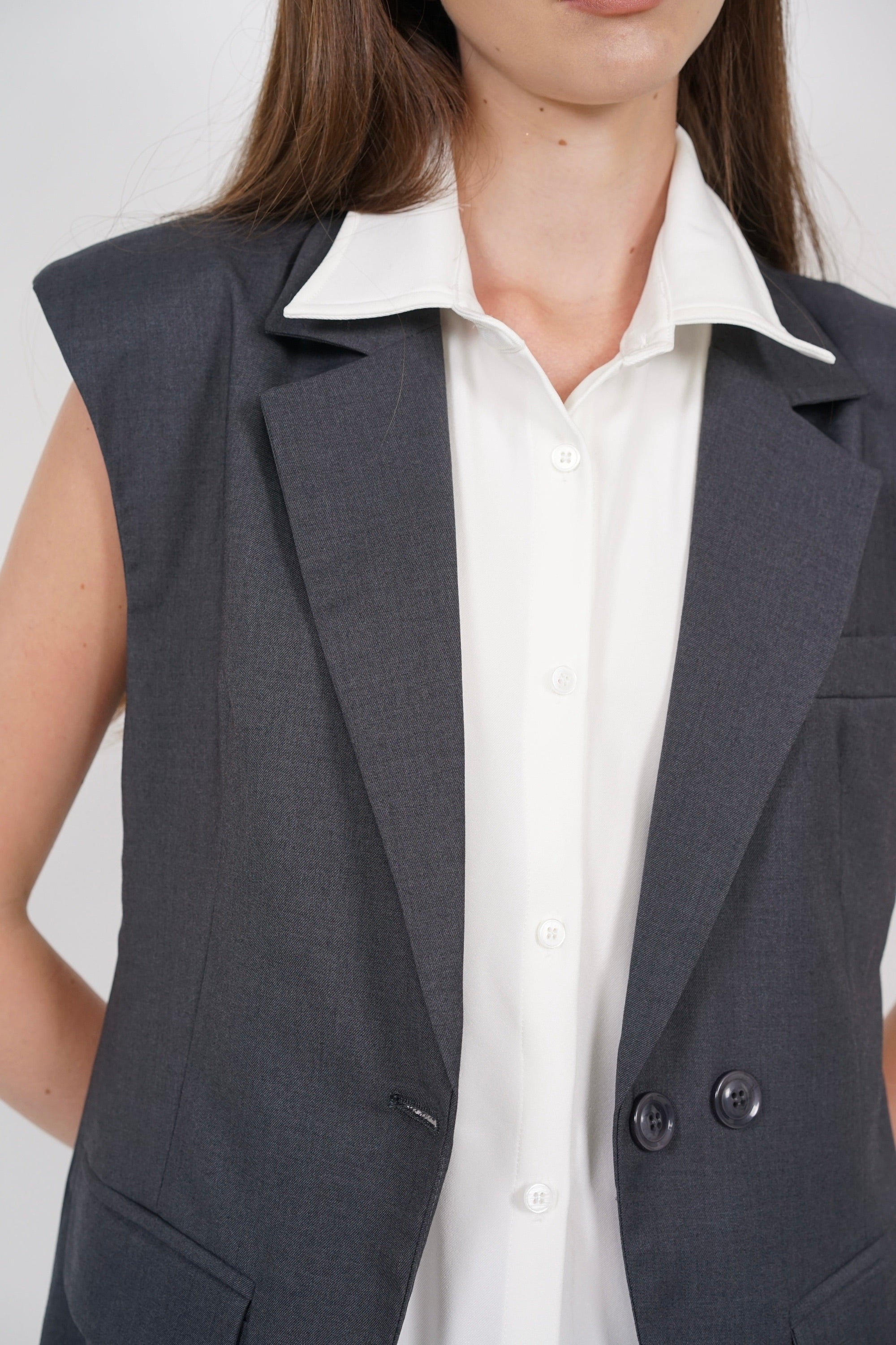 Layered Vest Top in Grey White