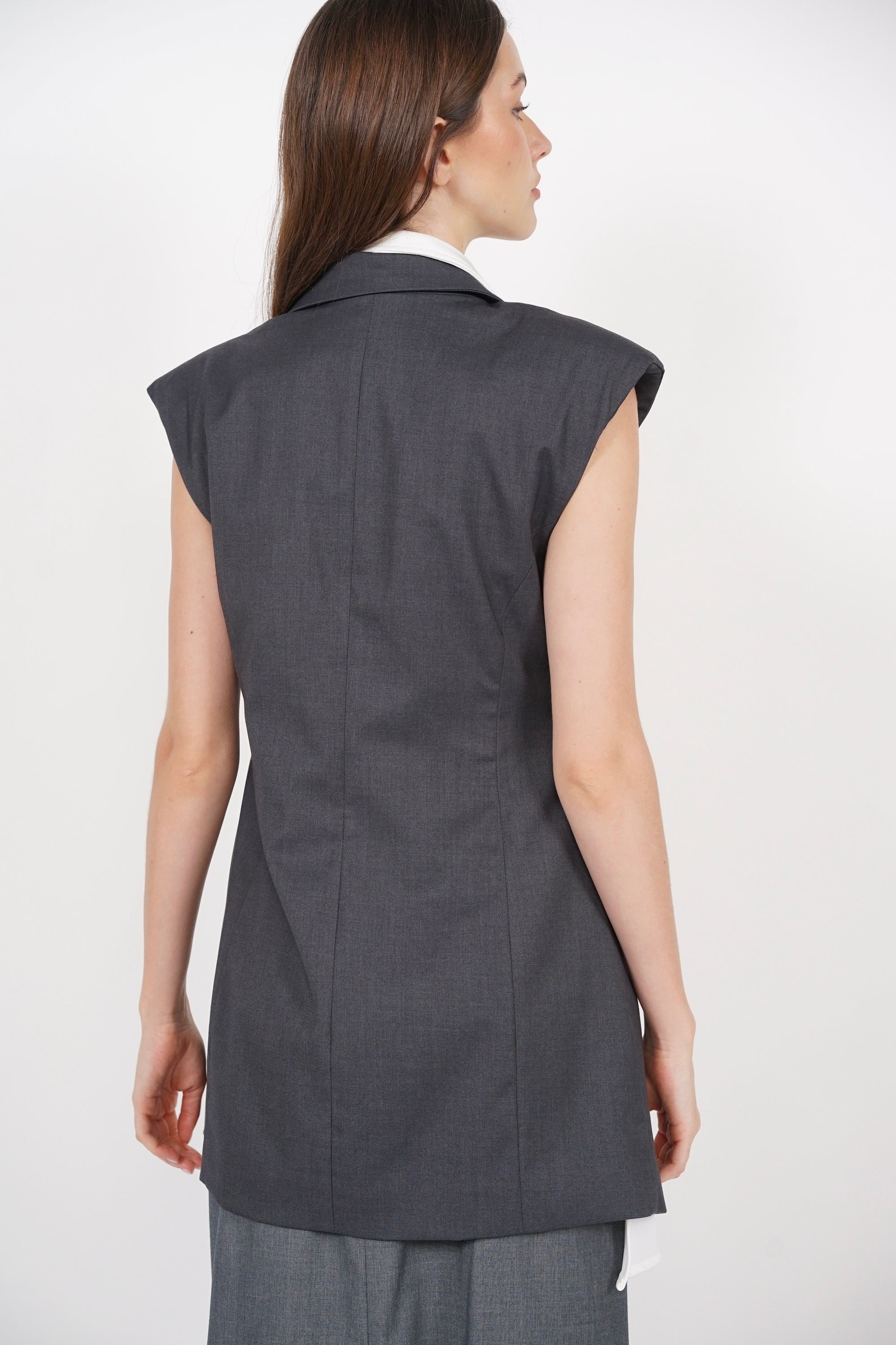 Layered Vest Top in Grey White