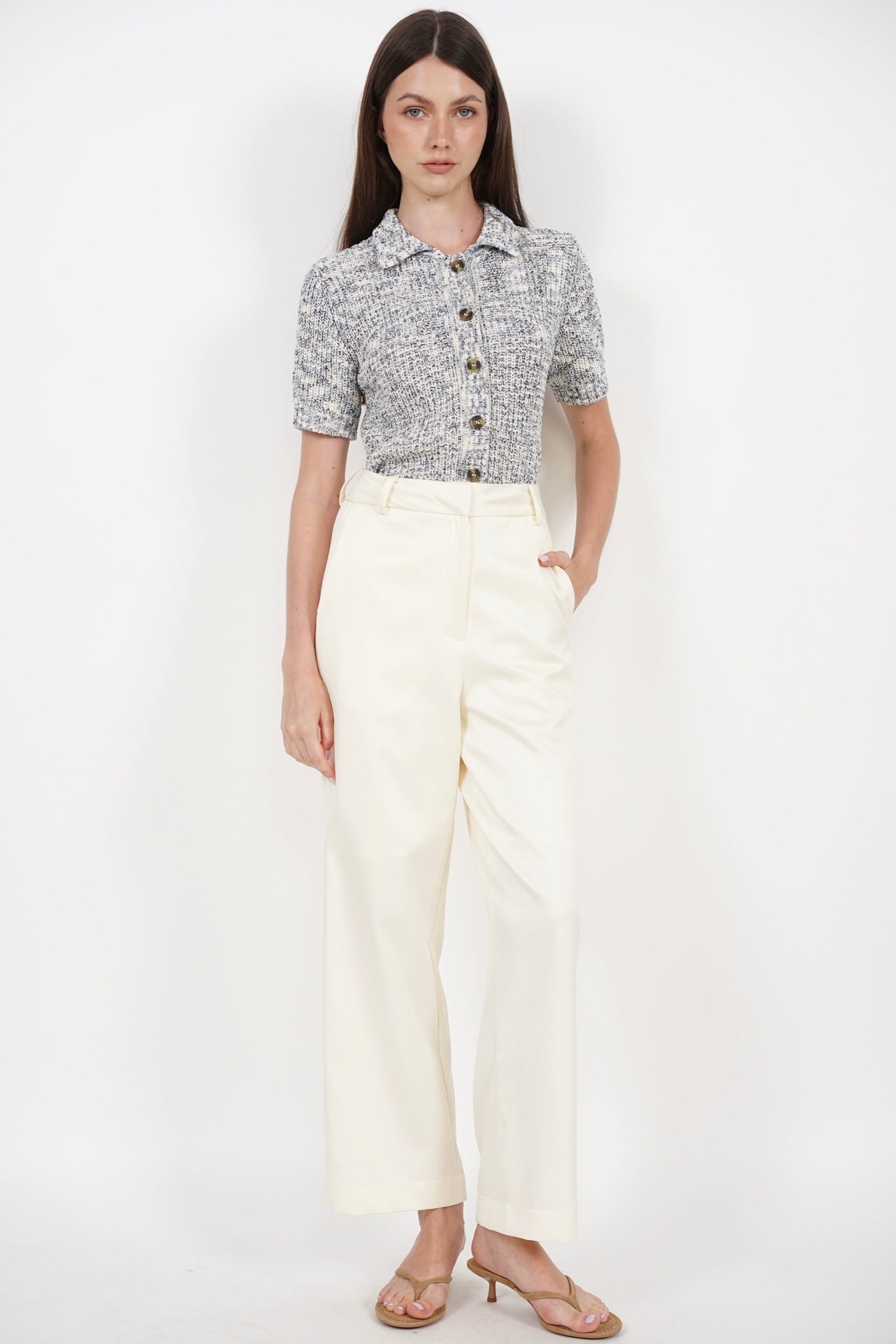 Straight Cut Pants in Ecru