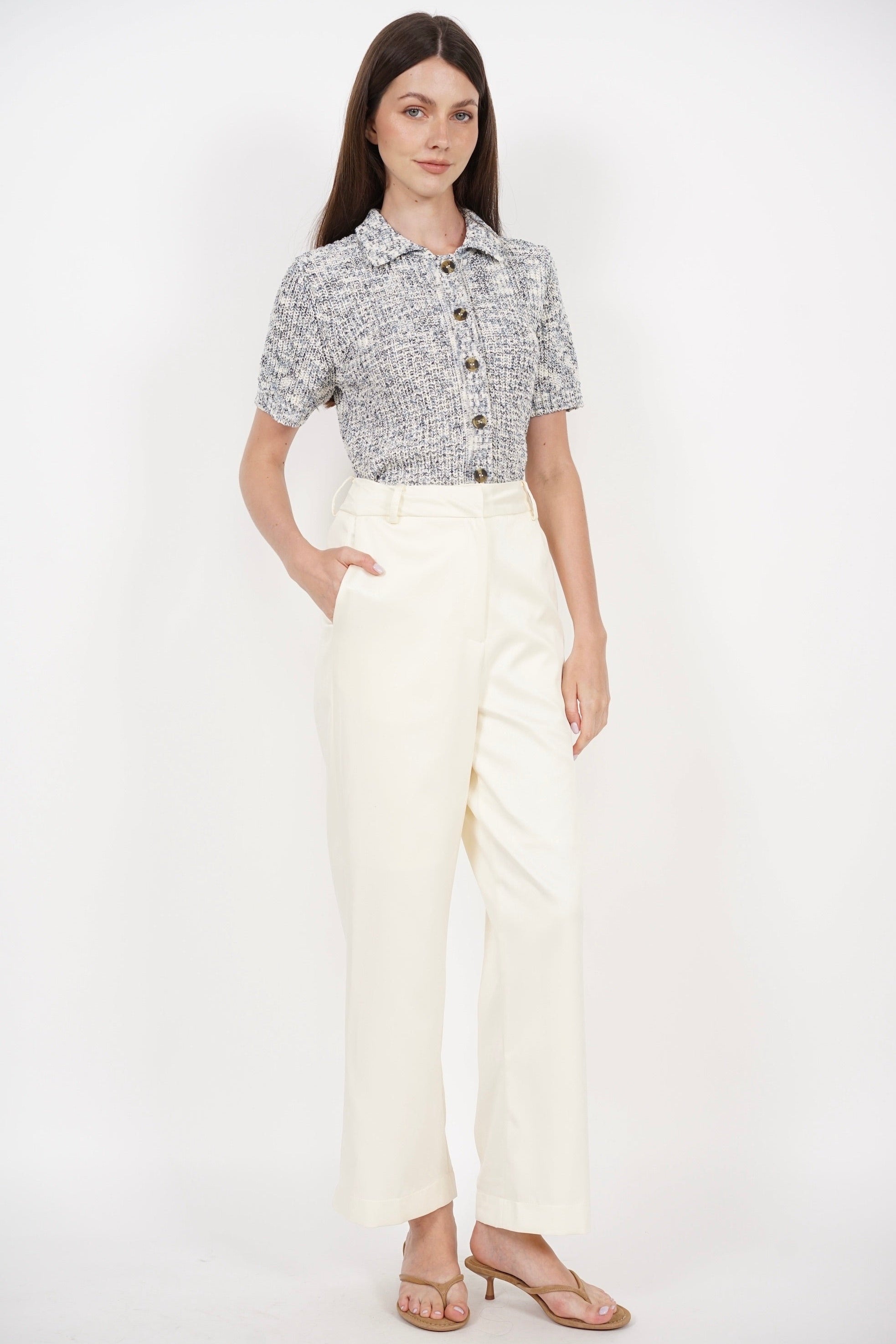 Straight Cut Pants in Ecru