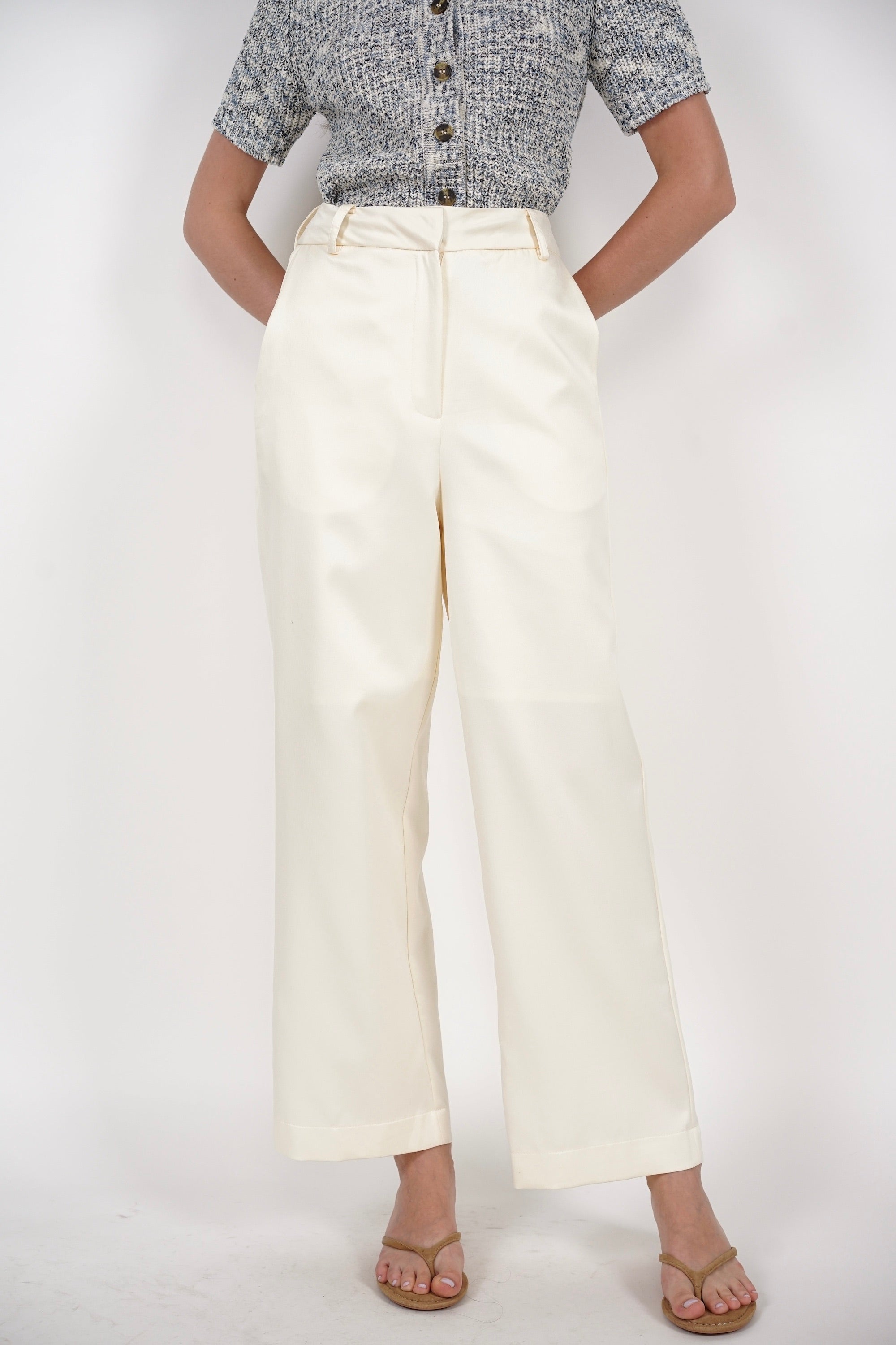 Straight Cut Pants in Ecru