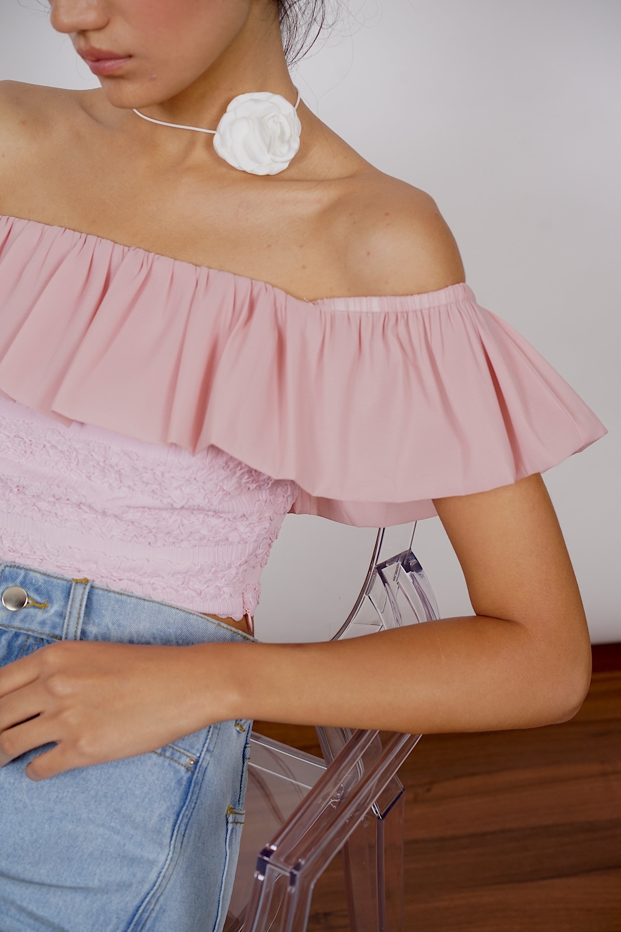 Off-Shoulder Top in Pink